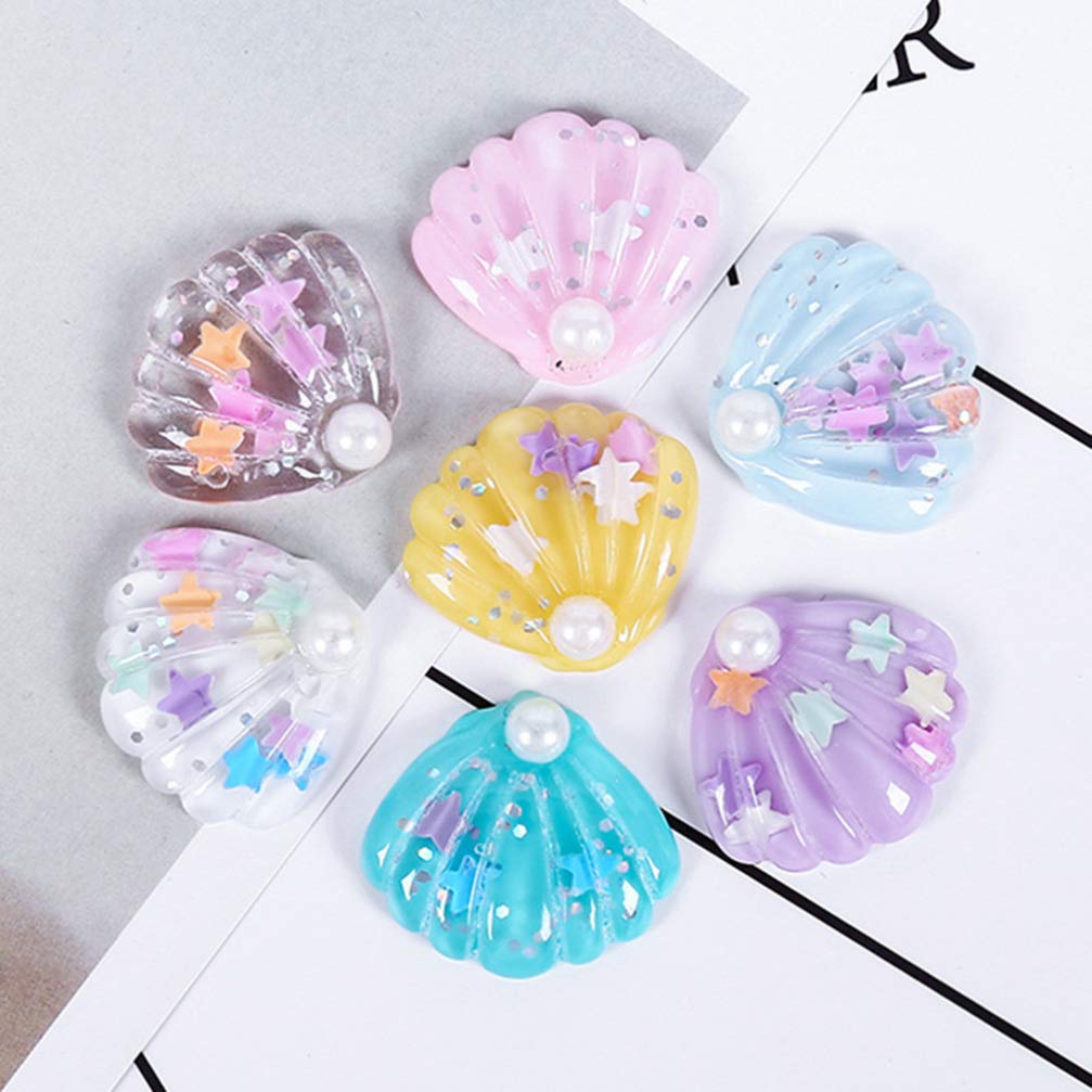 Healifty 20pcs Flat Back Shell Charms - Resin DIY Beads for Jewelry Making, Scrapbooking, Phone Case & Hair Clip Embellishments - Perfect for Crafting, DIY Projects & Mixed Media Art