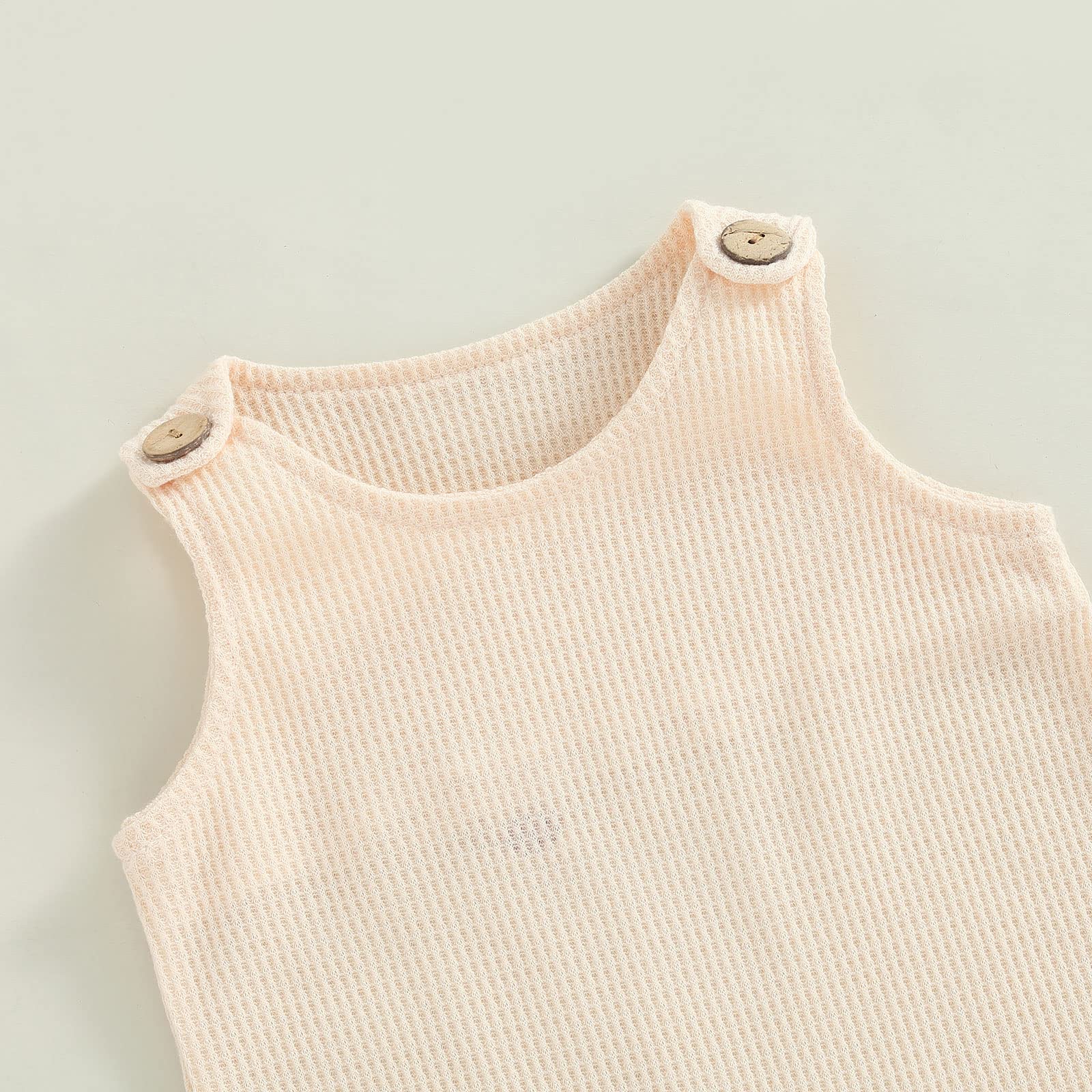 Emmababy Baby Girl & Boy Sleeveless Jumpsuit - Waffle Knit Sweater Romper with Suspenders - Ribbed Knit Bodysuit for Infants - Perfect for Playdates & Photo Shoots
