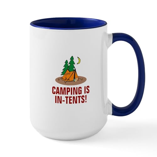 White/Navy Inside - Camping Is In Tents Mugs