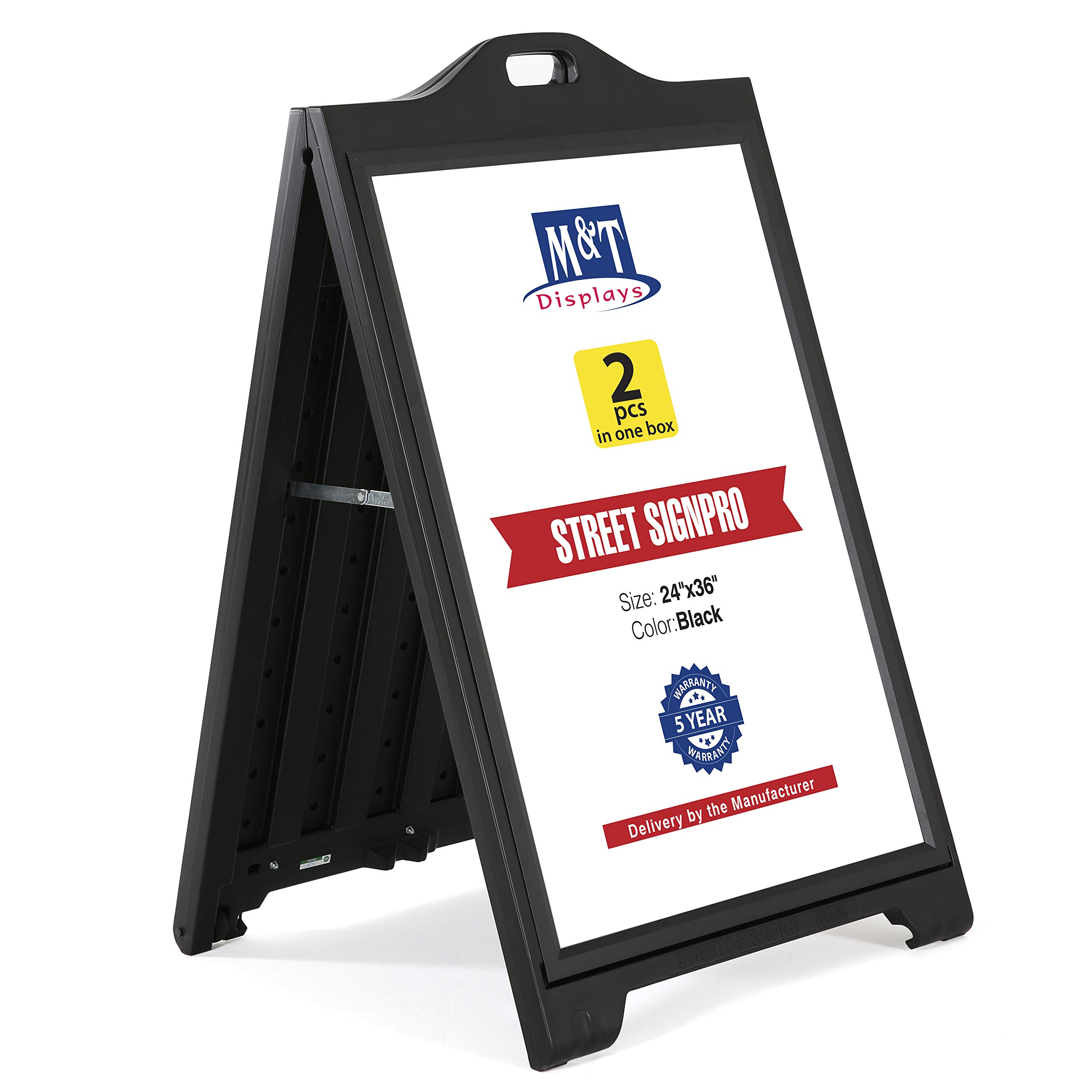 Double-Sided 24x36 Inch A-Frame Sandwich Board Sign with Lens Cover - Portable Sidewalk Menu Display for Restaurants & Cafes (2 Pack) | Ideal for Outdoor Advertising, Events & Promotions