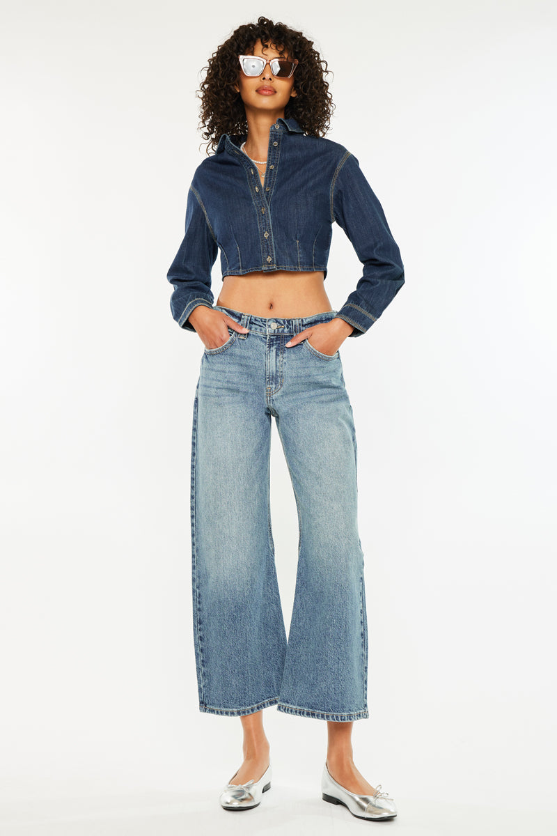 Daliah Women's Mid Rise Loose Fit Barrel Jeans - Comfortable Stretch Denim Pants for Casual Wear & Everyday Outfits