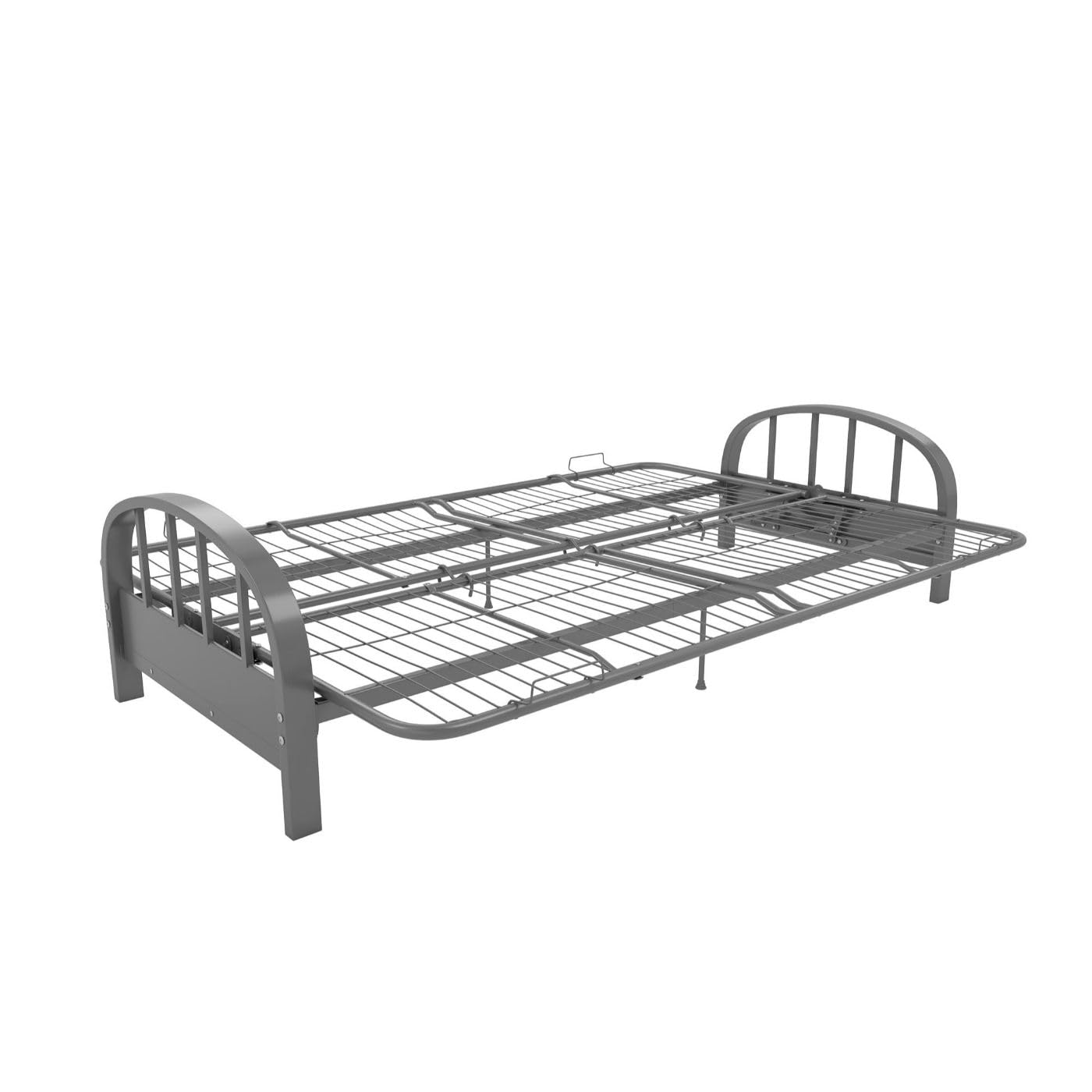 DHP Aiden Full Size Metal Futon Frame in Silver - Space Saving Convertible Sofa Bed for Small Apartments, Guest Rooms & Dorm Living