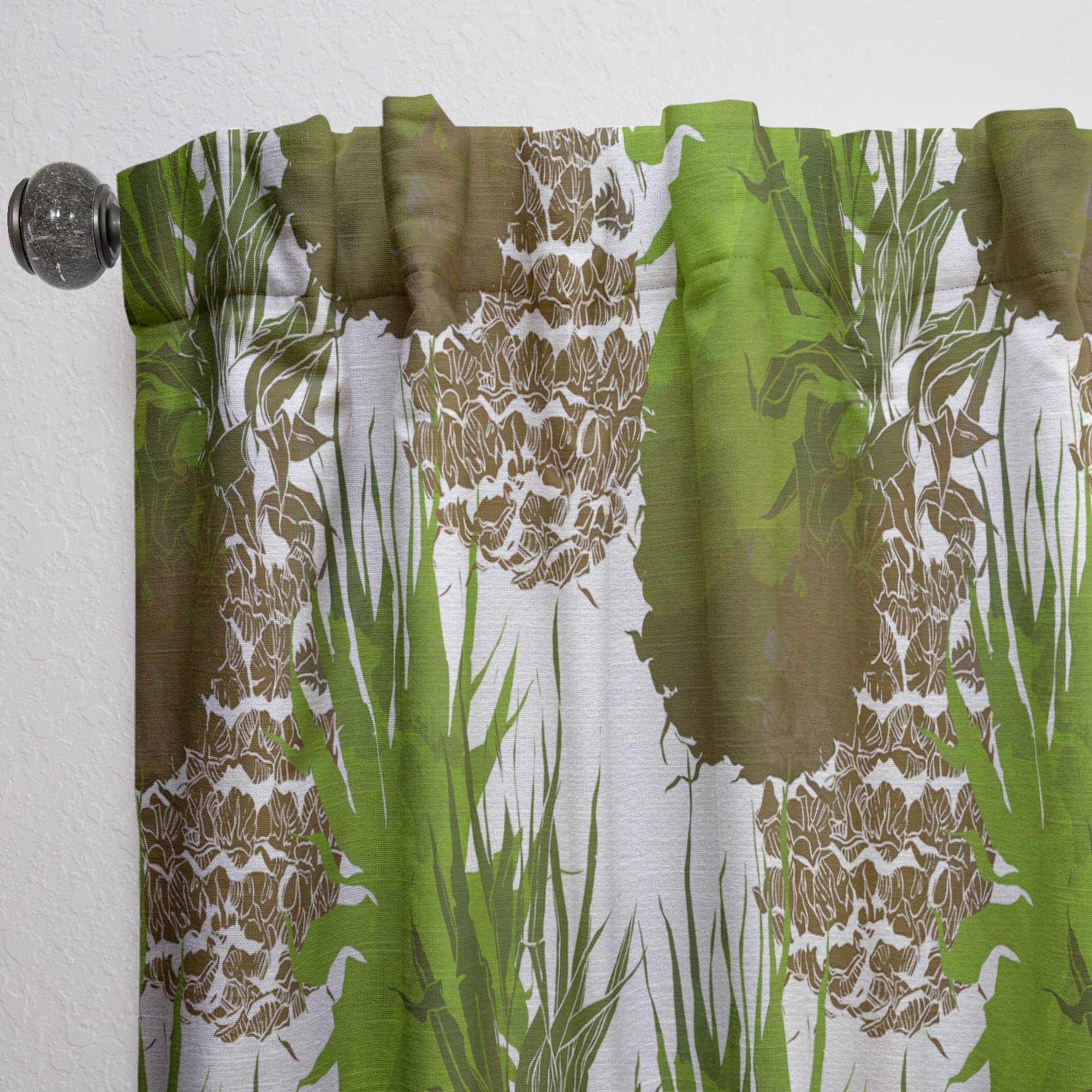 DesignQ Thermal Insulated Curtains - Pineapple & Leaves Repeat Pattern - Single Panel 52x84 - Blackout Drapes for Bedroom & Living Room - Perfect for Home Decor & Sun Protection