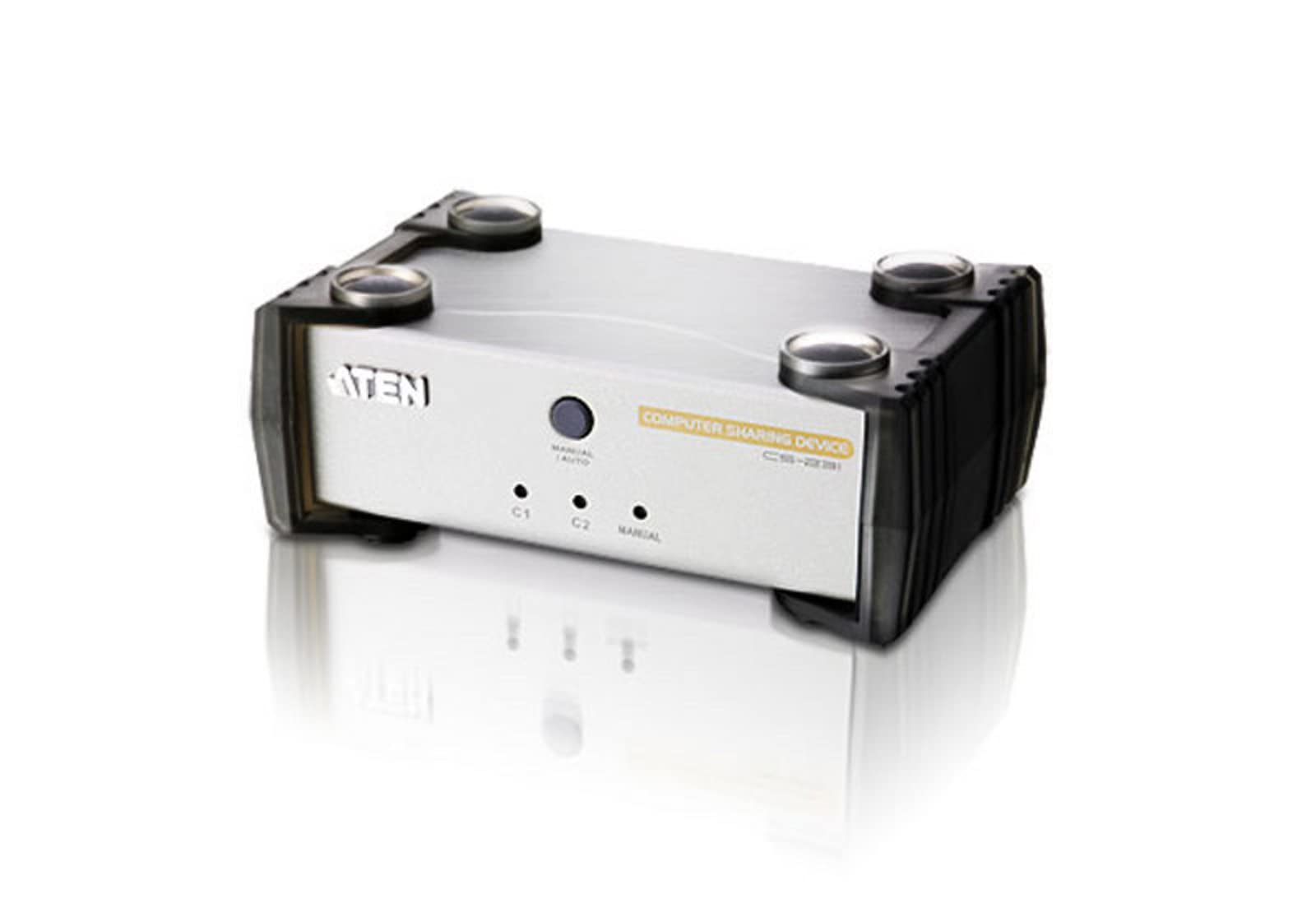 ATEN CS231 2-Port USB KVM Switch for PC Sharing - Silver | Dual Monitor & Keyboard Control | Ideal for Home Office & Multi-Computer Workstations
