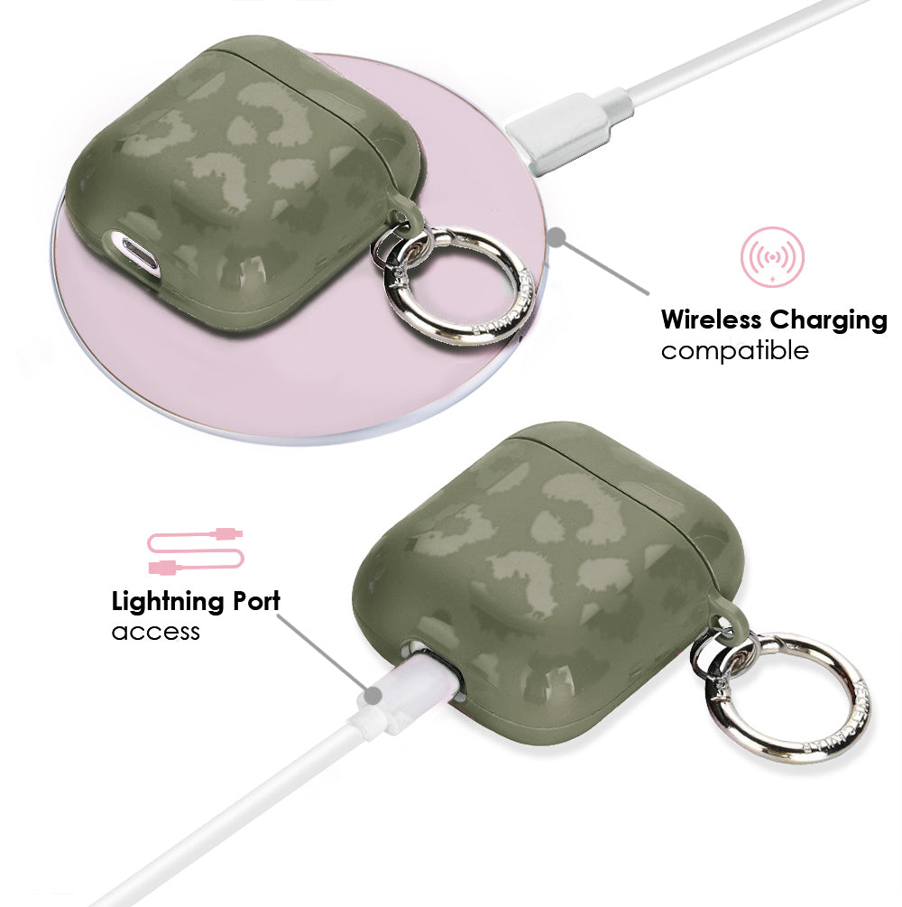 Olive Leopard AirPod Case - Stylish Protective Cover for Apple AirPods 1/2/3 & Pro - Perfect for Gym, Travel & Everyday Use