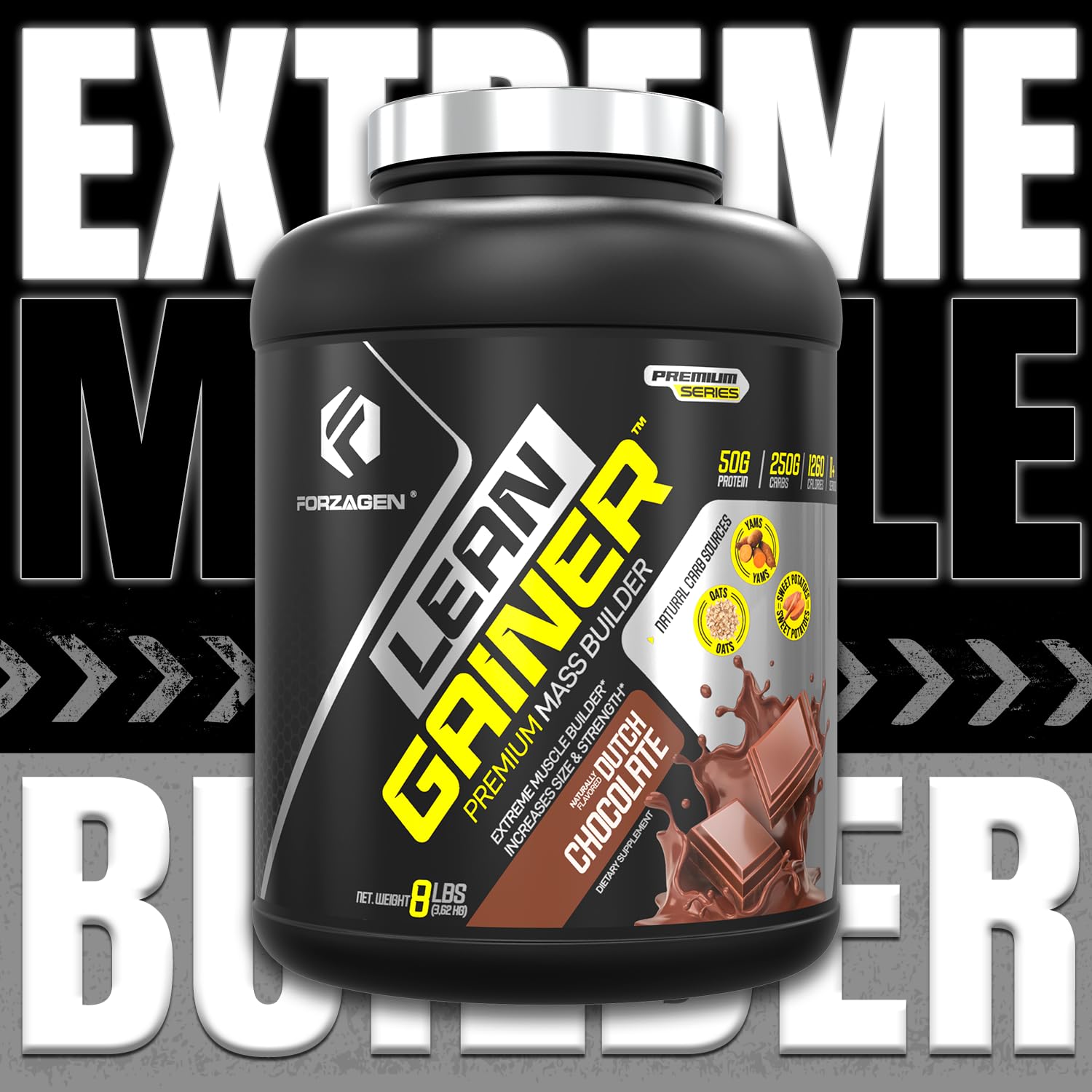 Forzagen Lean Gainer Premium Mass Builder Protein Powder - High Calorie Weight Gain & Muscle Building Supplement for Men & Women | Dutch Chocolate Flavor, 8 lbs (11 Servings) | Perfect for Post-Workout Recovery & Bulking Season Nutrition