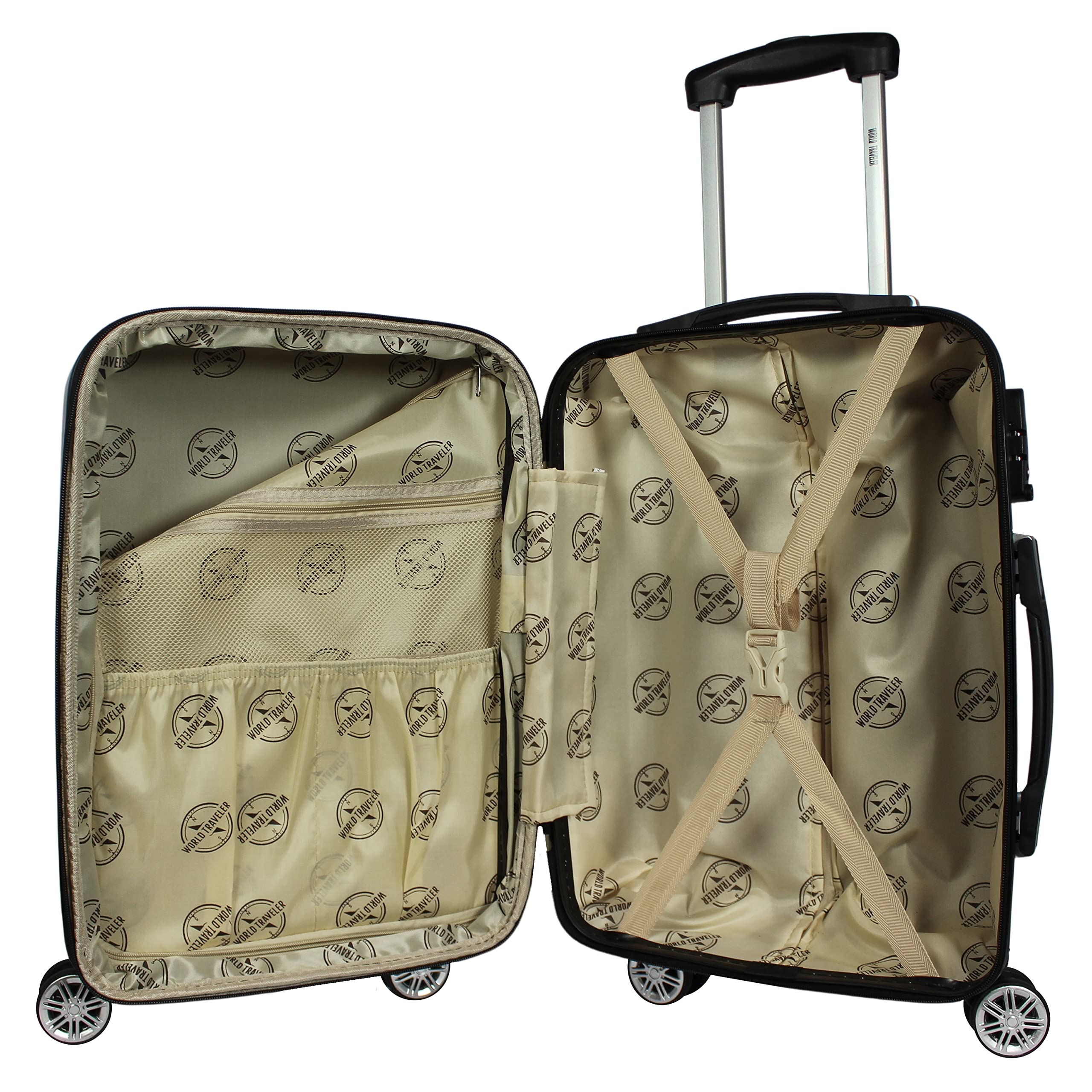 World Traveler Butterfly Luggage 4-Piece Set - Lightweight Spinner Suitcases with TSA Lock for Women & Teens - Perfect for Family Vacations, Business Trips & International Travel