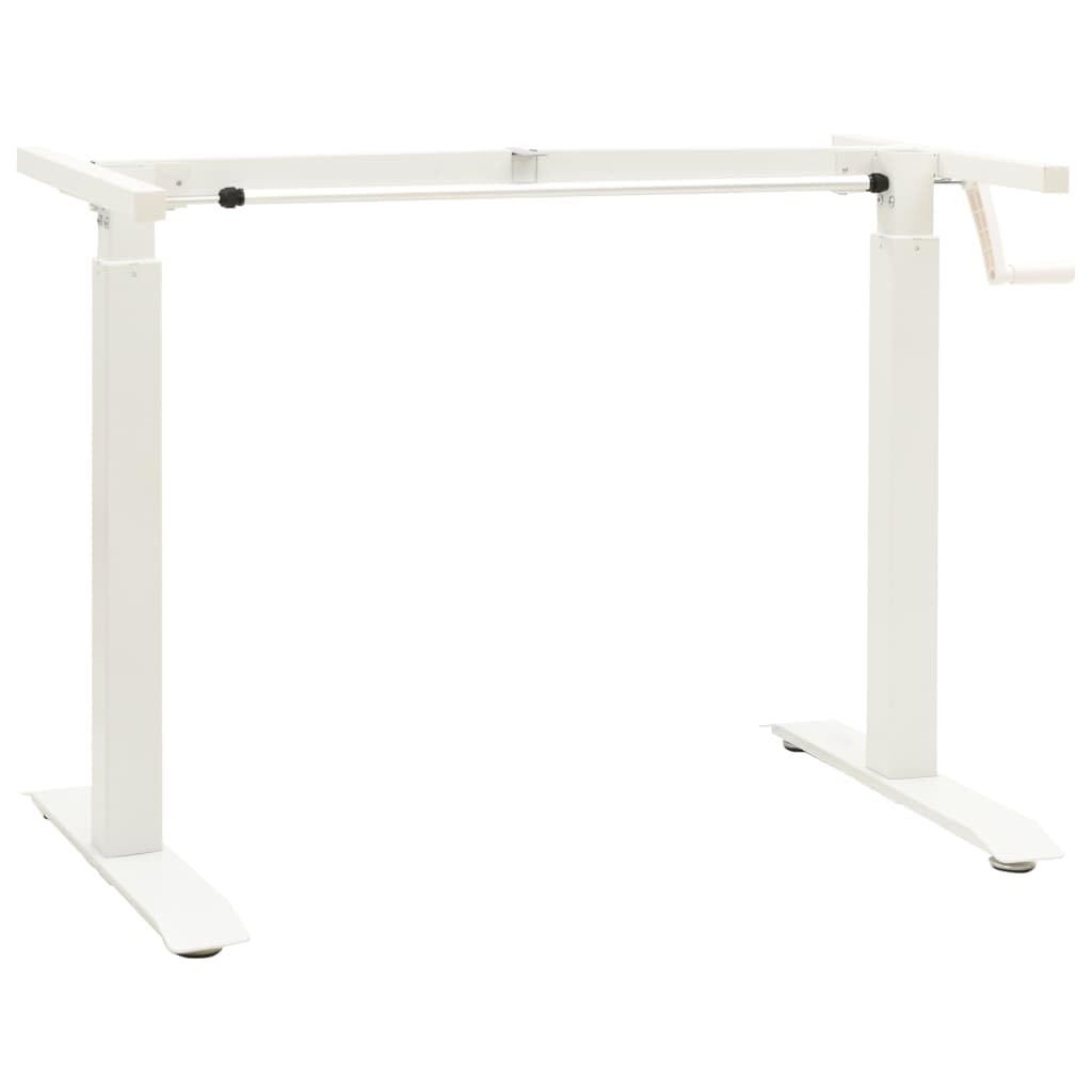 Adjustable Standing Desk Frame with Hand Crank - White Ergonomic Sit Stand Desk Base for Home Office & Computer Workstations | Perfect for Remote Work, Gaming & Study Spaces