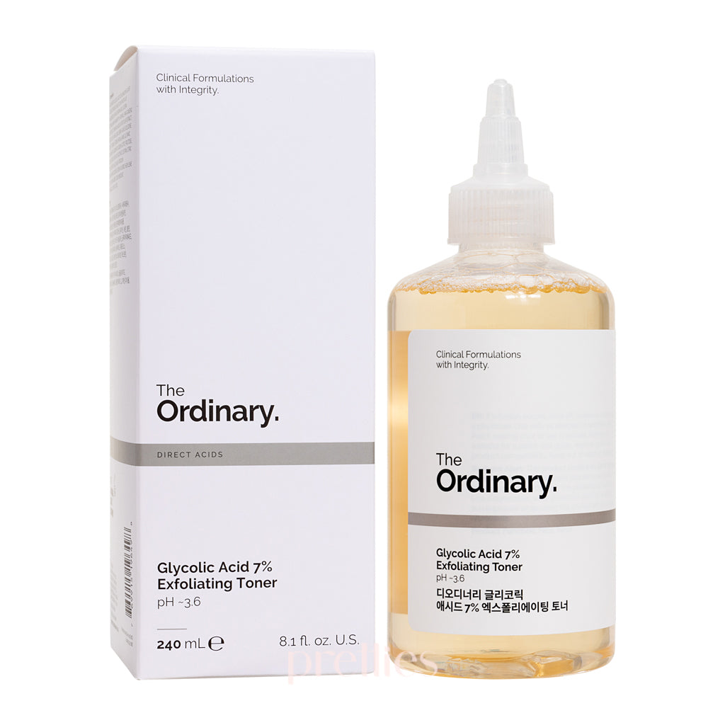 The Ordinary Glycolic Acid 7% Exfoliating Toner 240ml - Gentle Chemical Exfoliant for Face & Body - Brightens Skin, Reduces Dark Spots & Uneven Texture - Perfect for Daily Skincare Routine & Acne Treatment