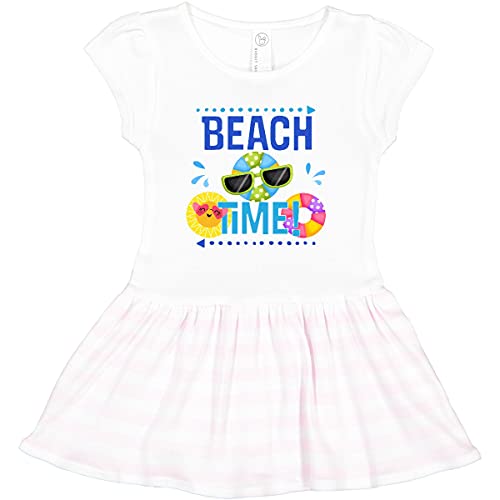 Inktastic Beach Time Summer Vacation Trip Toddler Dress - Cute Floral Print Girls' Sundress for Vacation, Pool Party & Family Outings
