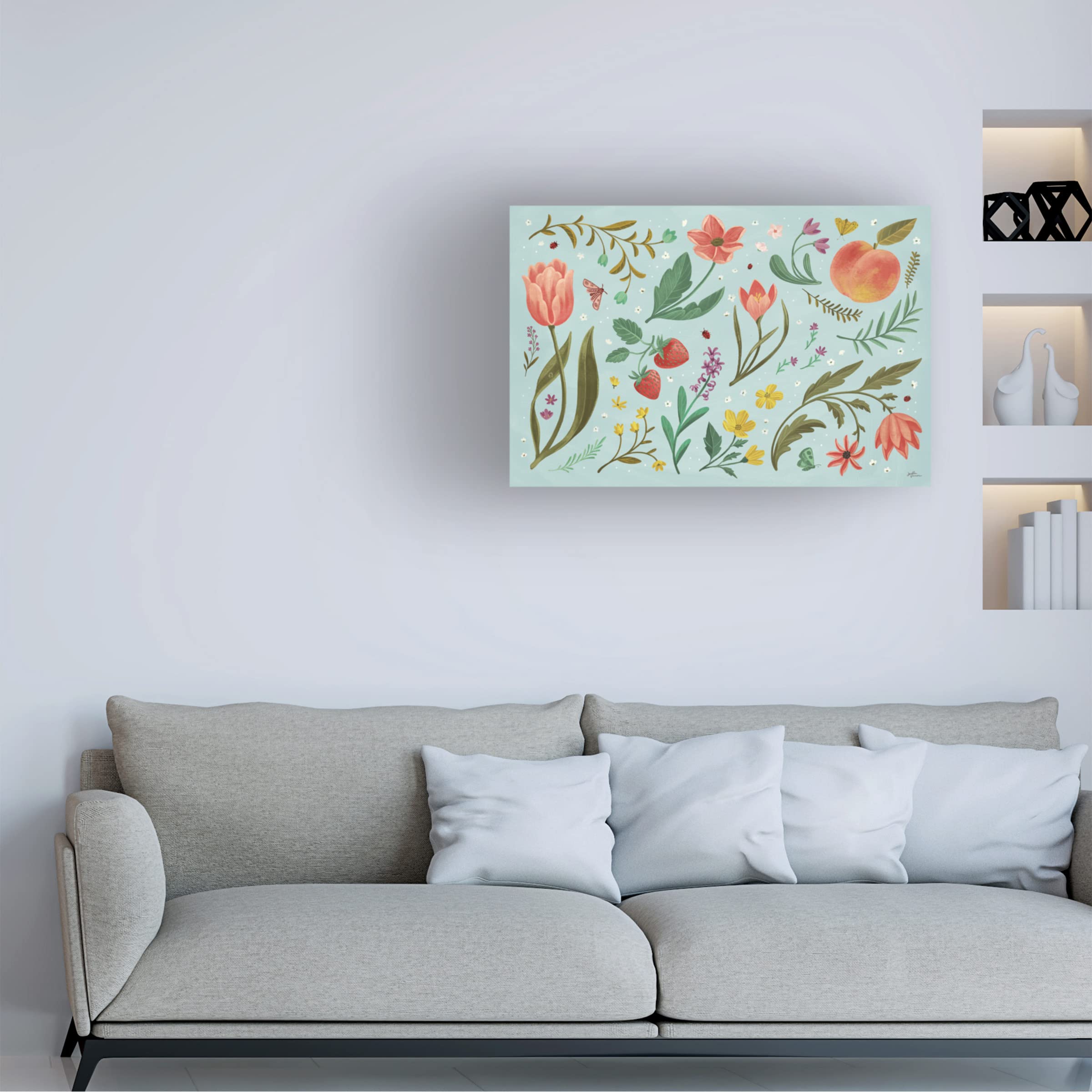 Janelle Penner 'Spring Botanical I' Canvas Art Print - Floral Wall Decor for Living Room, Bedroom & Office - Trademark Fine Art Collection