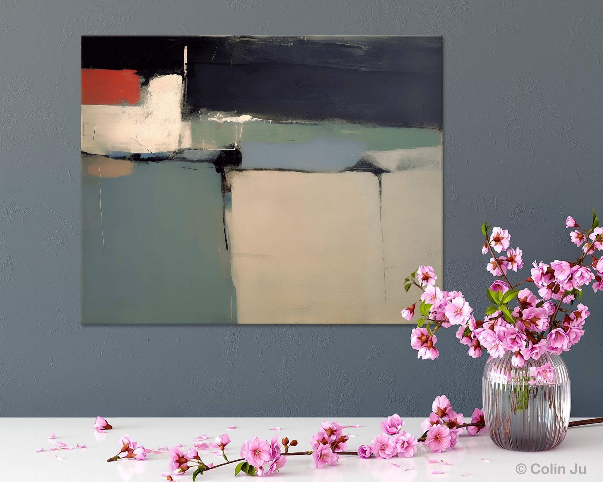 Large Acrylic Painting for Living Room Wall Decor - Modern Abstract Hand Painted Canvas Art - Original Acrylic Wall Art for Home & Office - Perfect for Living Room, Bedroom, Dining Room Decoration