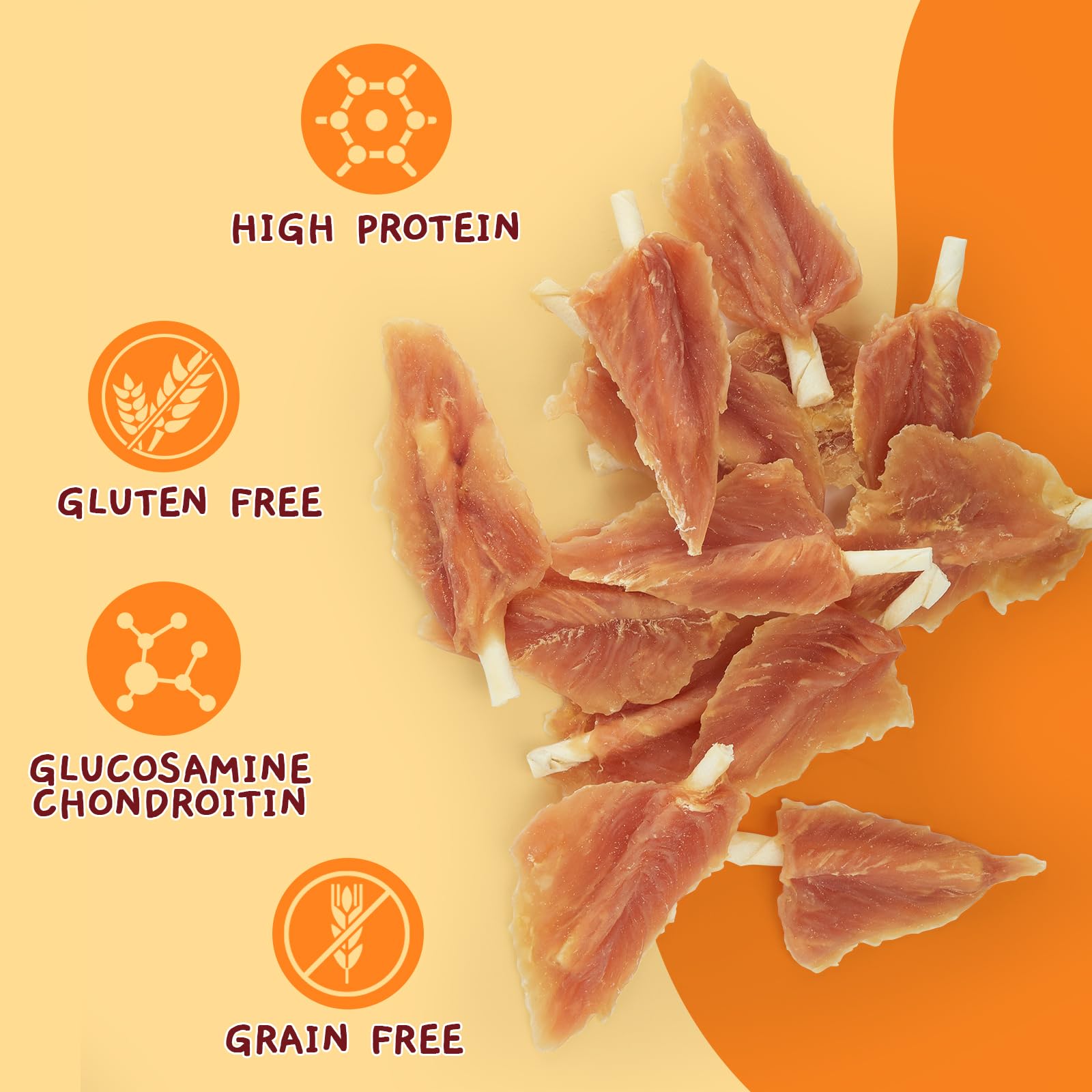 Jungle Calling Chicken Jerky Dog Chews - Glucosamine & Chondroitin for Joint Health - Long-Lasting Dental Treats for Active Dogs