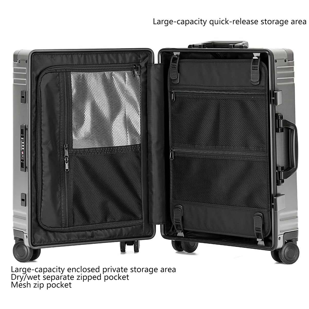 20 Inch Aluminum Carry On Luggage - Lightweight Silver Hardshell Suitcase with Spinner Wheels, TSA Lock | Perfect for Air Travel, Business Trips & Weekend Getaways