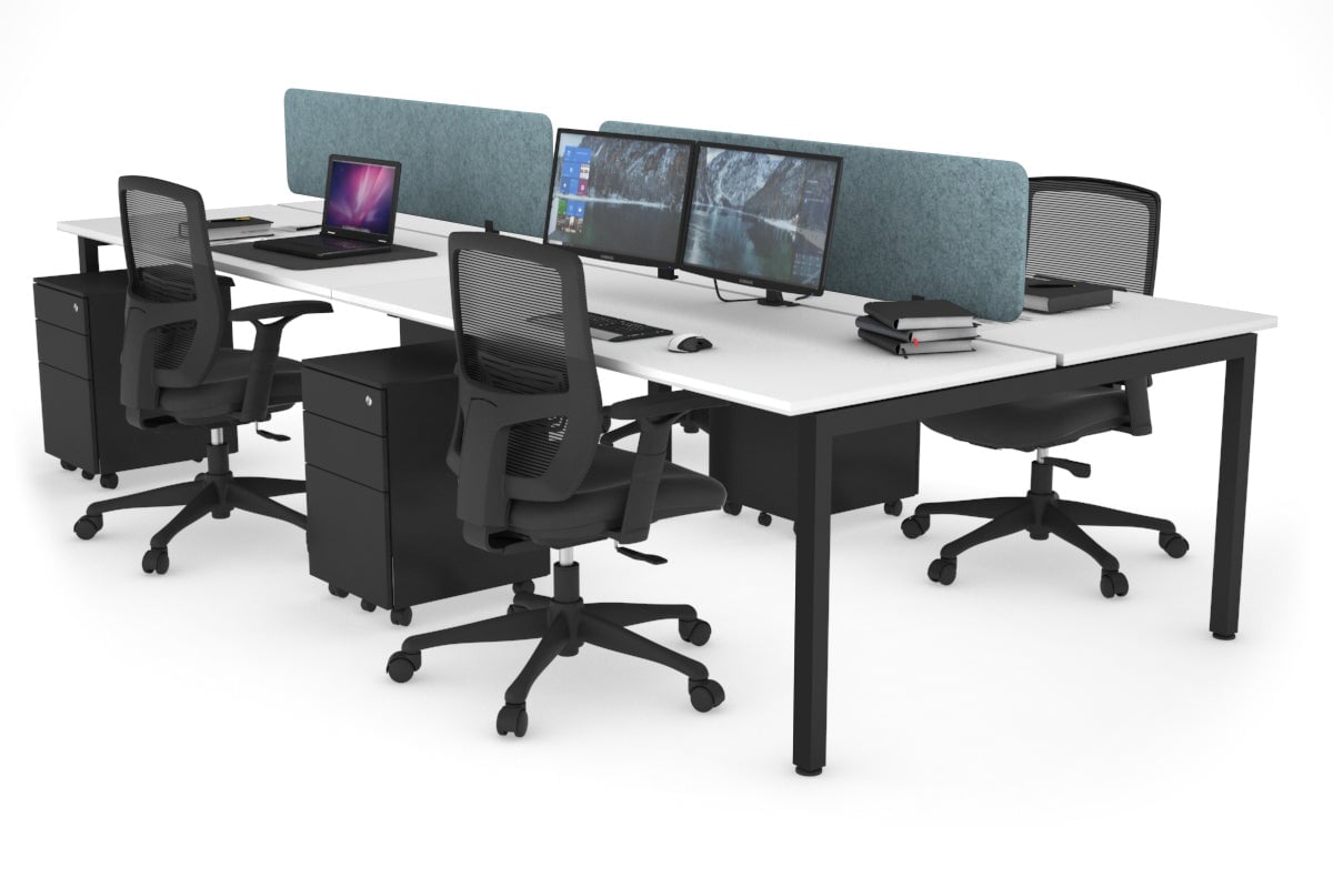 Quadro Square Legs 4-Person Office Workstation Desk - 1800mm x 700mm (71