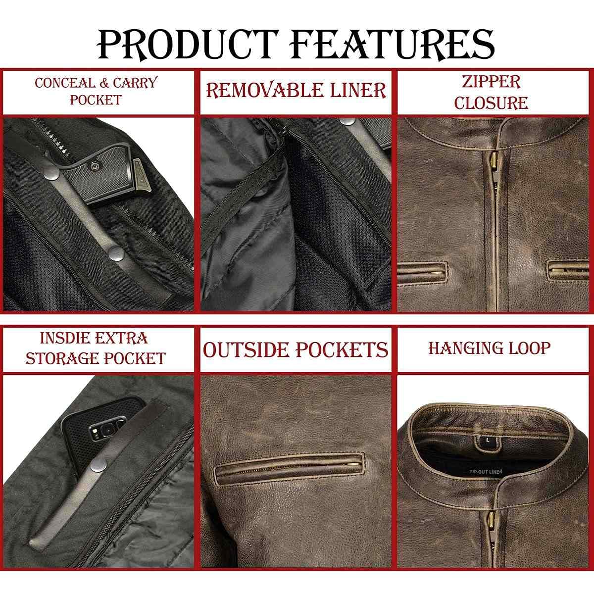 Milwaukee Leather MLM1503 Men's Distressed Brown Motorcycle Jacket - Vented Racer Style Leather Rider Jacket for Harley, Cruiser & Street Bikes | Perfect for Summer Riding & Long-Distance Tours