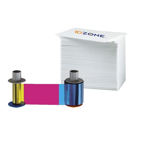 Premium Fargo 45200 YMCKO Color Ribbon for ID Card Printers - High-Quality Replacement Ribbon with Cards - Ideal for Office, School, and Business ID Badge Printing