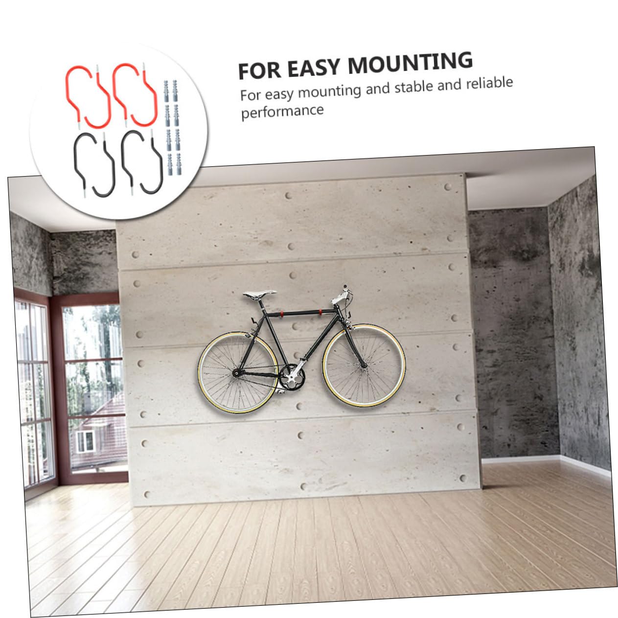 KOMBIUDA Universal Bike Wall Mount Hanger - Heavy Duty Bicycle Parking Rack for Indoor/Outdoor Use - Fits Most Road, Mountain & Kids Bikes - Space Saving Wall Storage Solution for Garage, Apartment & Cycling Enthusiasts