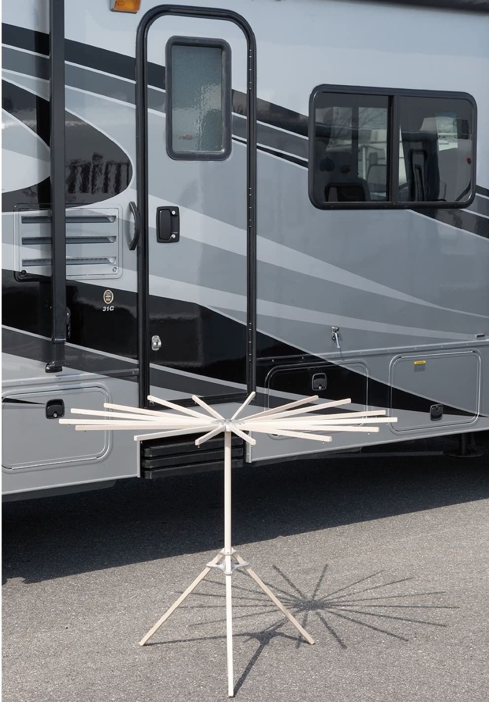 Amish-Made Boxwood and Mum RV Towel Drying Rack - 16-Arm Portable Clothes Airer for Campers | Laundry Organization & RV Storage Solution | Perfect for RV Trips, Camping & Small Space Drying