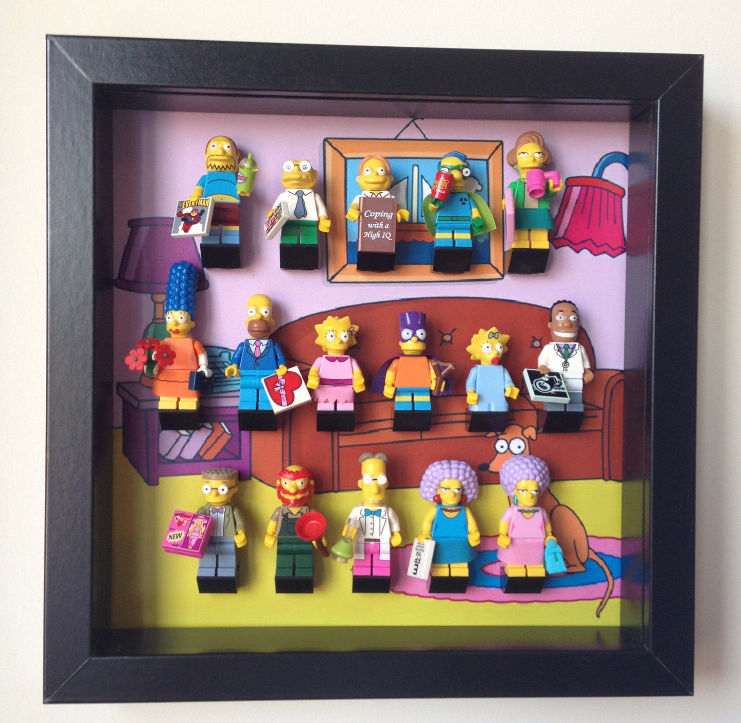 Lego® Simpsons Minifigures Display Stand - House Background Frame for Collectible Minifigures | Perfect for Showcasing Your Simpsons Lego Collection at Home or Office