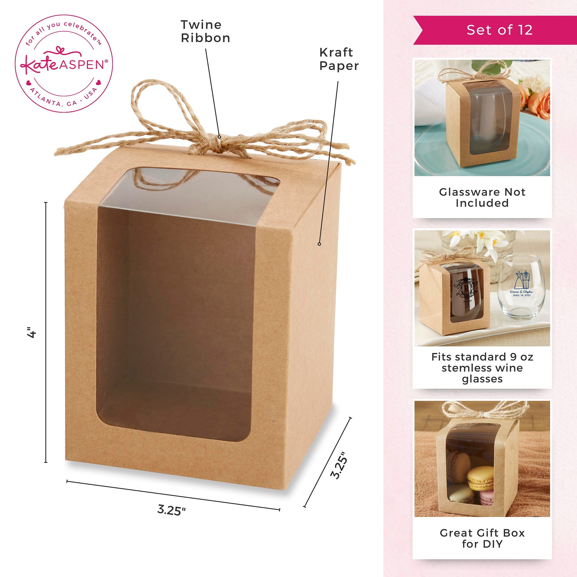 Premium Kraft 9 oz Glass Jars with Twine - Set of 12 - Ideal for DIY Crafts, Wedding Favors, Party Decor & Homemade Gift Packaging