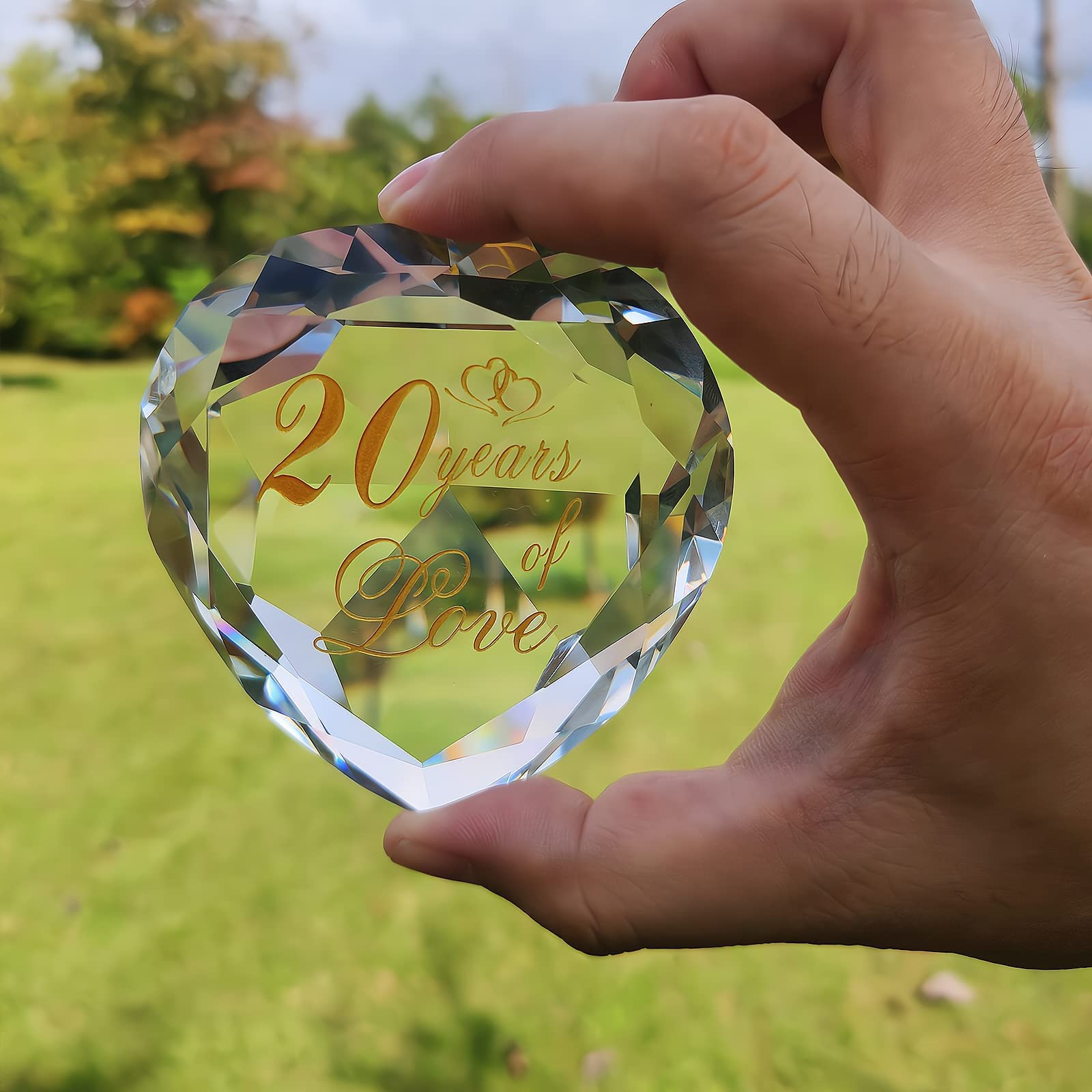 20th Anniversary Crystal Gifts for Couples - Romantic Wedding & Valentines Day Presents for Husband, Wife, Boyfriend or Girlfriend - Elegant 20 Year Marriage Keepsake for Him & Her - Perfect for Anniversaries, Engagements & Special Occasions