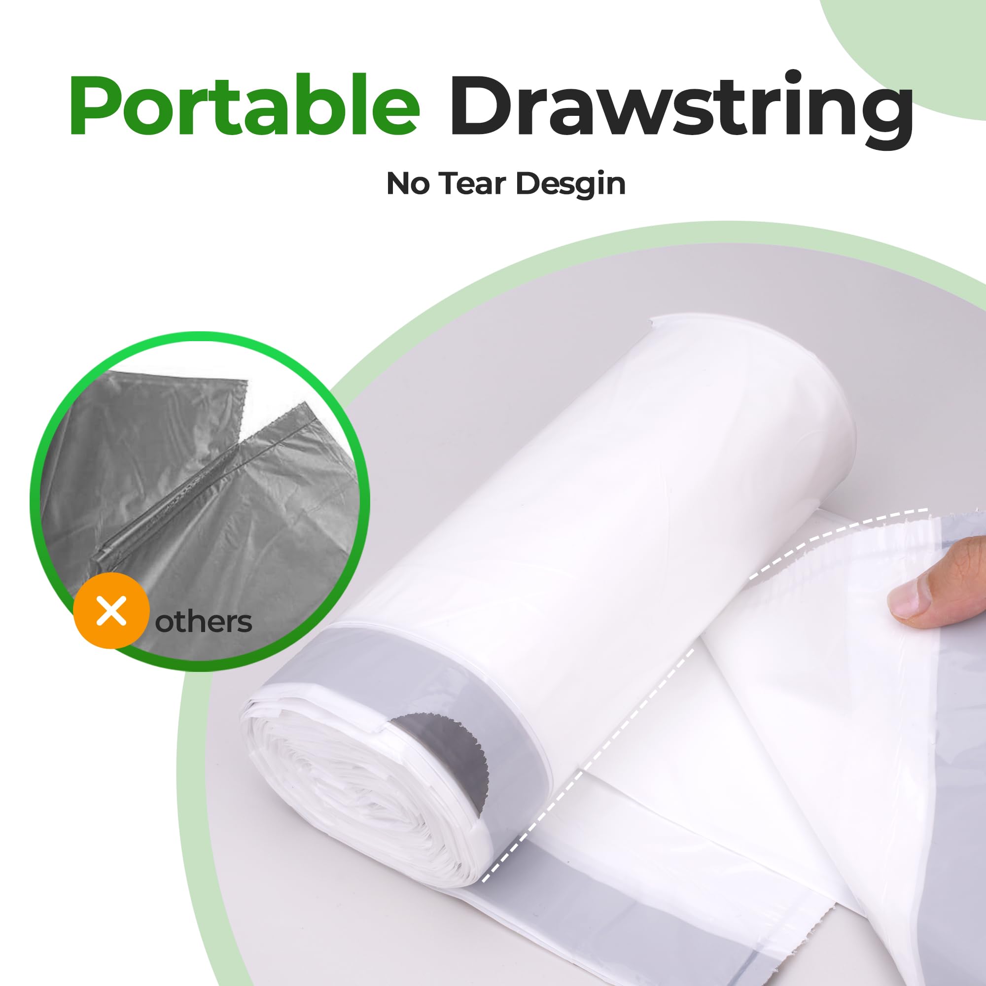**2 Pack (100 Count) Heavy Duty 9-12 Gallon Trash Bags - 1.2 Mil Thick, Reinforced Drawstring, Leak-Proof & Tear-Resistant - Compatible with Simplehuman Trash Cans - Perfect for Kitchen, Bathroom & Office Waste Disposal**