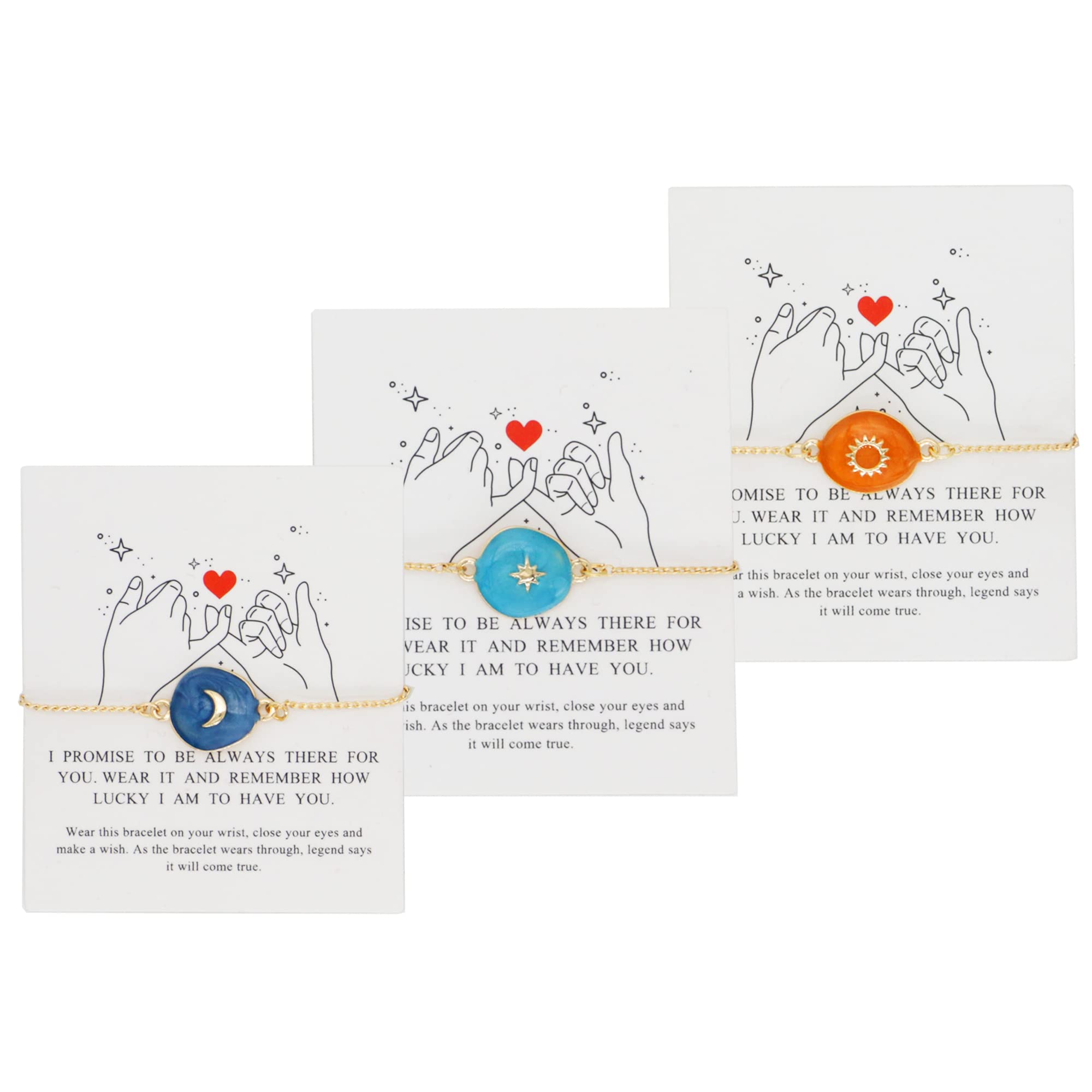 Best Friendship String Bracelets for 2/3/4 Friends - 14K Gold Adjustable Matching Bracelets for Women & Teens - BFF Birthday Jewelry Gifts for Sisters & Besties - Perfect for Anniversaries, Valentine's Day & Graduation Presents
