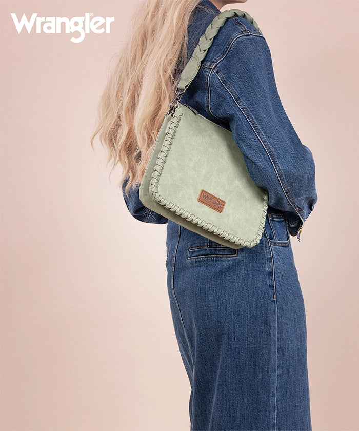 Wrangler Braided Crossbody Bag for Women - Stylish Leather Shoulder Purse with Adjustable Strap, Perfect for Travel, Shopping & Everyday Use
