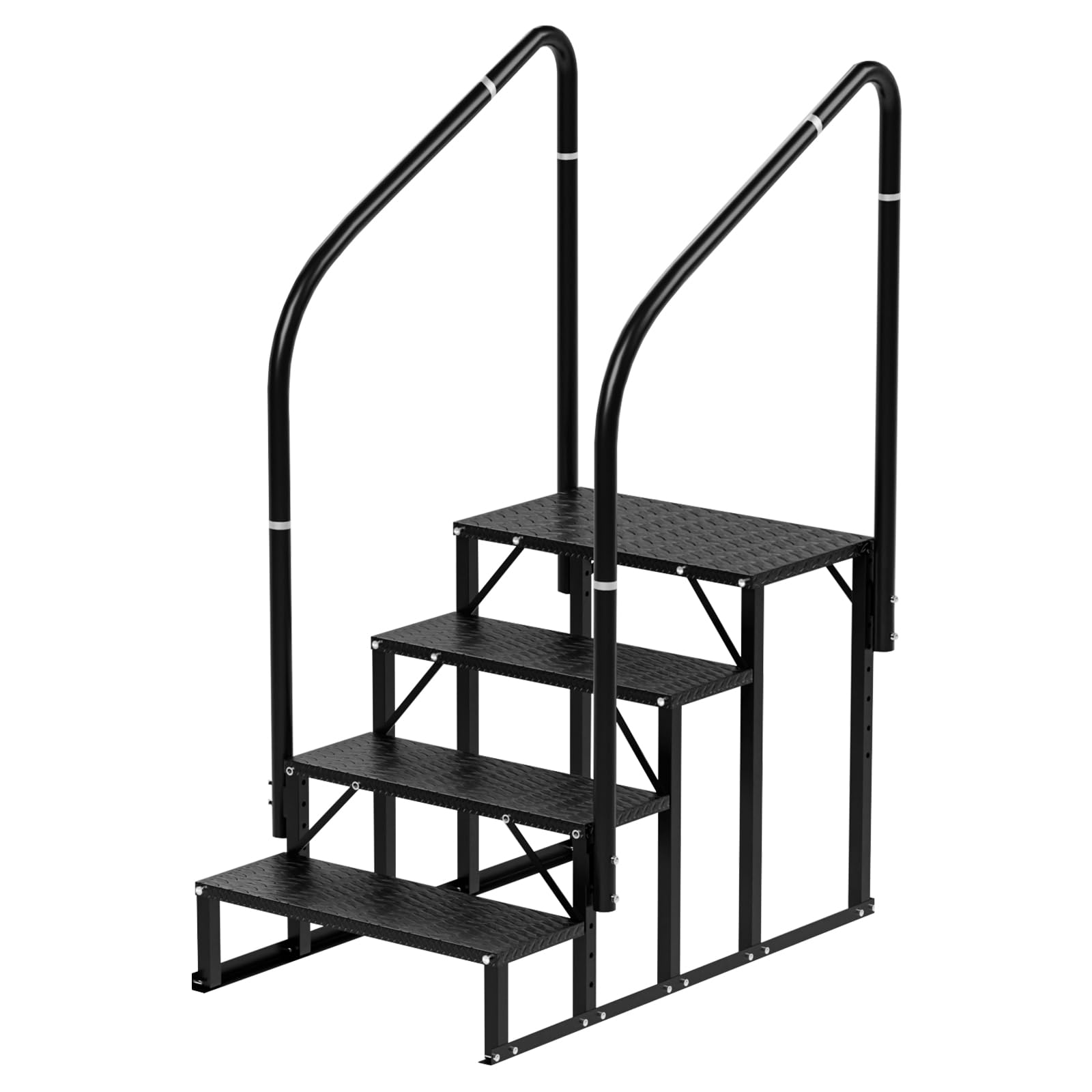 4-Step RV Stairs with Handrail | Non-Slip Hot Tub & Camper Steps | Durable Outdoor Stairs for RV, Trailer, Mobile Home & Spa | Perfect for Camping, Backyard & Travel Adventures