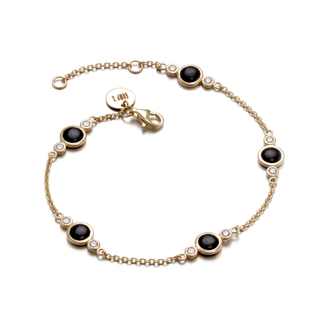Elegant Black Jade & Diamond Bracelet for Women - Luxury Station Jewelry for Parties, Weddings & Special Occasions
