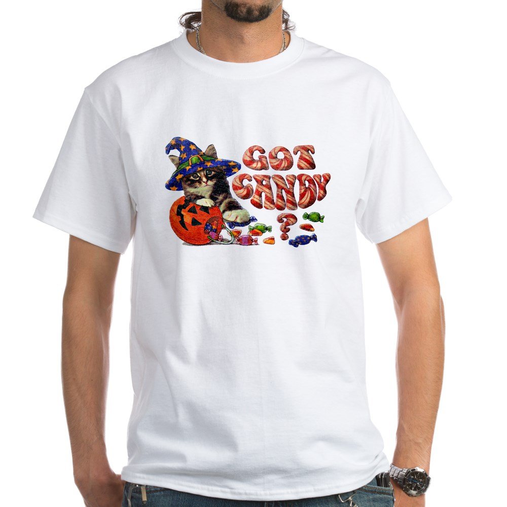 Royal Lion White T-Shirt - Halloween Graphic Tee with Cute Kitten & Pumpkin Design | Perfect for Halloween Parties, Trick or Treating & Fall Festivals