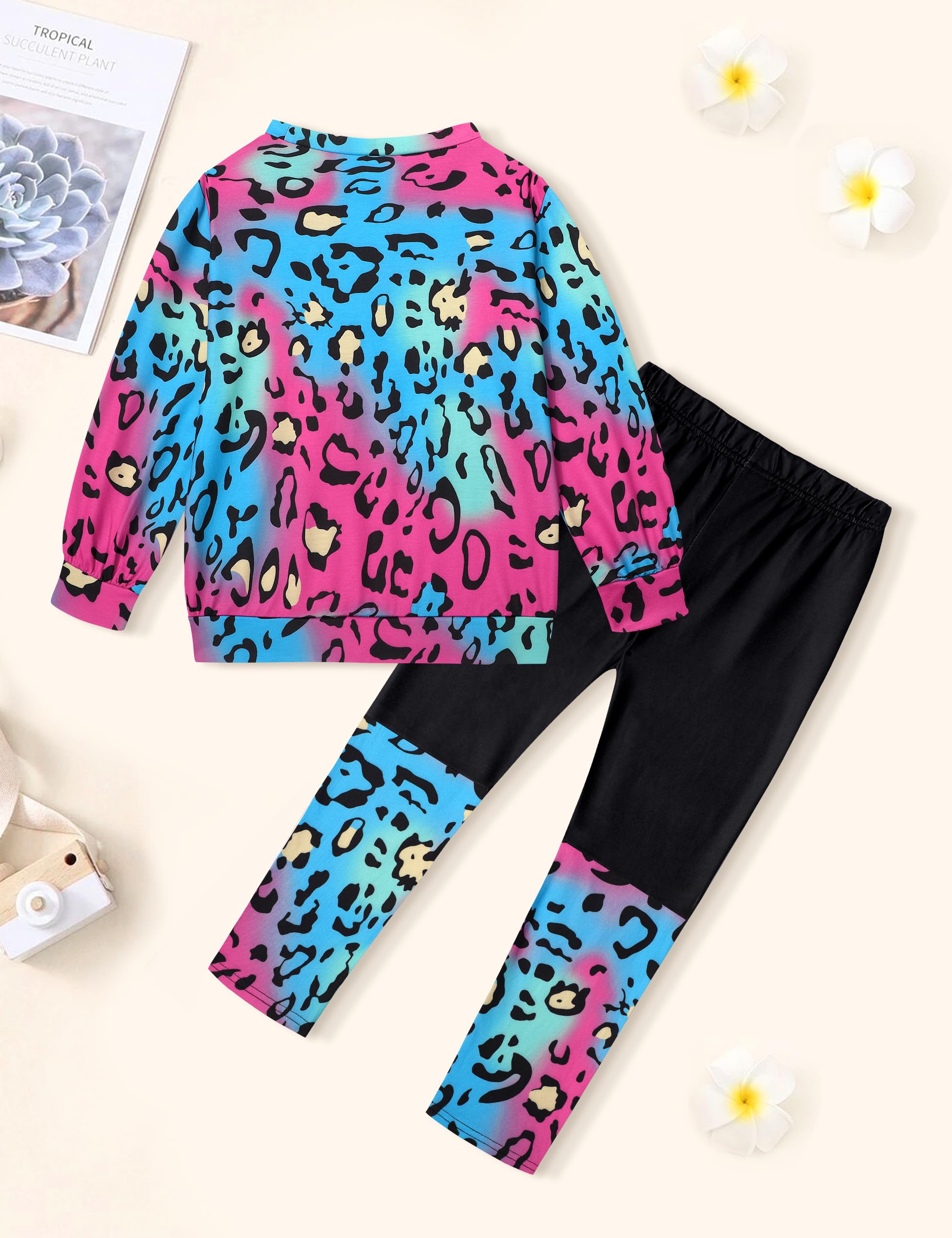 Tie Dye Sweatsuit 2-Piece Set for Toddler Girls - Cute Graphic Pullover Top & Pants Outfit for Fall & Winter | Playdate, Preschool & Holiday Wear