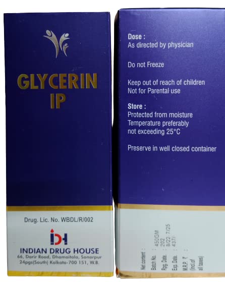 INDIAN DRUG HOUSE Glycerin IP Liquid USP Grade - 25g (Pack of 4) | Skin Moisturizer, Hair Conditioner & DIY Beauty Recipes | Pharmaceutical & Cosmetic Use