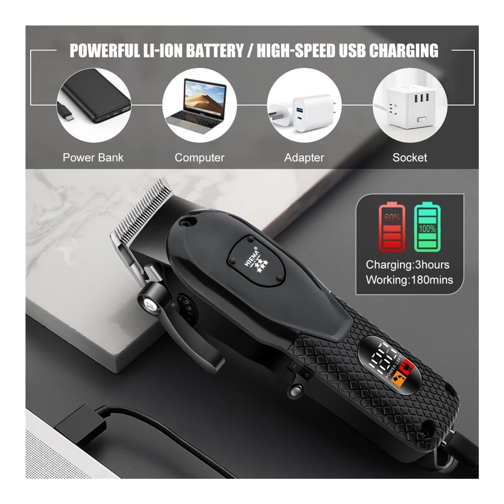 Professional HYN-212 Electric Hair Clipper & Trimmer for Men - Barber Shop Quality Hair Cutting Machine with Scissors Push Design | Perfect for Home Grooming & Salon Styling