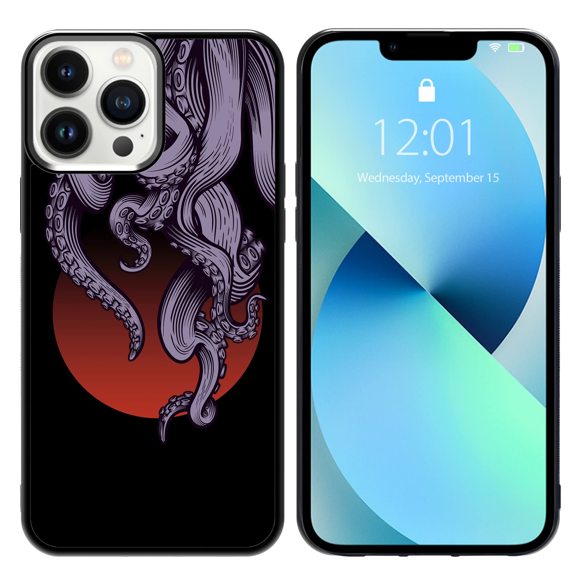 Cool Grey Blue Octopus Phone Case for iPhone 13 Pro Max/12/11/X/13 Mini/12 Mini/11 Pro/Xr/Xs/7/8 - Durable Protective Cover for Men & Boys - Perfect for Outdoor Adventures & Daily Use