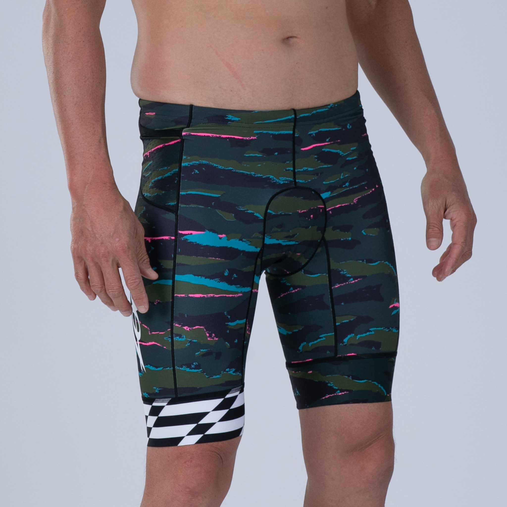 Men's Limited Edition Tri 9 Shorts - California Camo Print - Comfortable Athletic Shorts for Running, Gym Workouts & Casual Wear