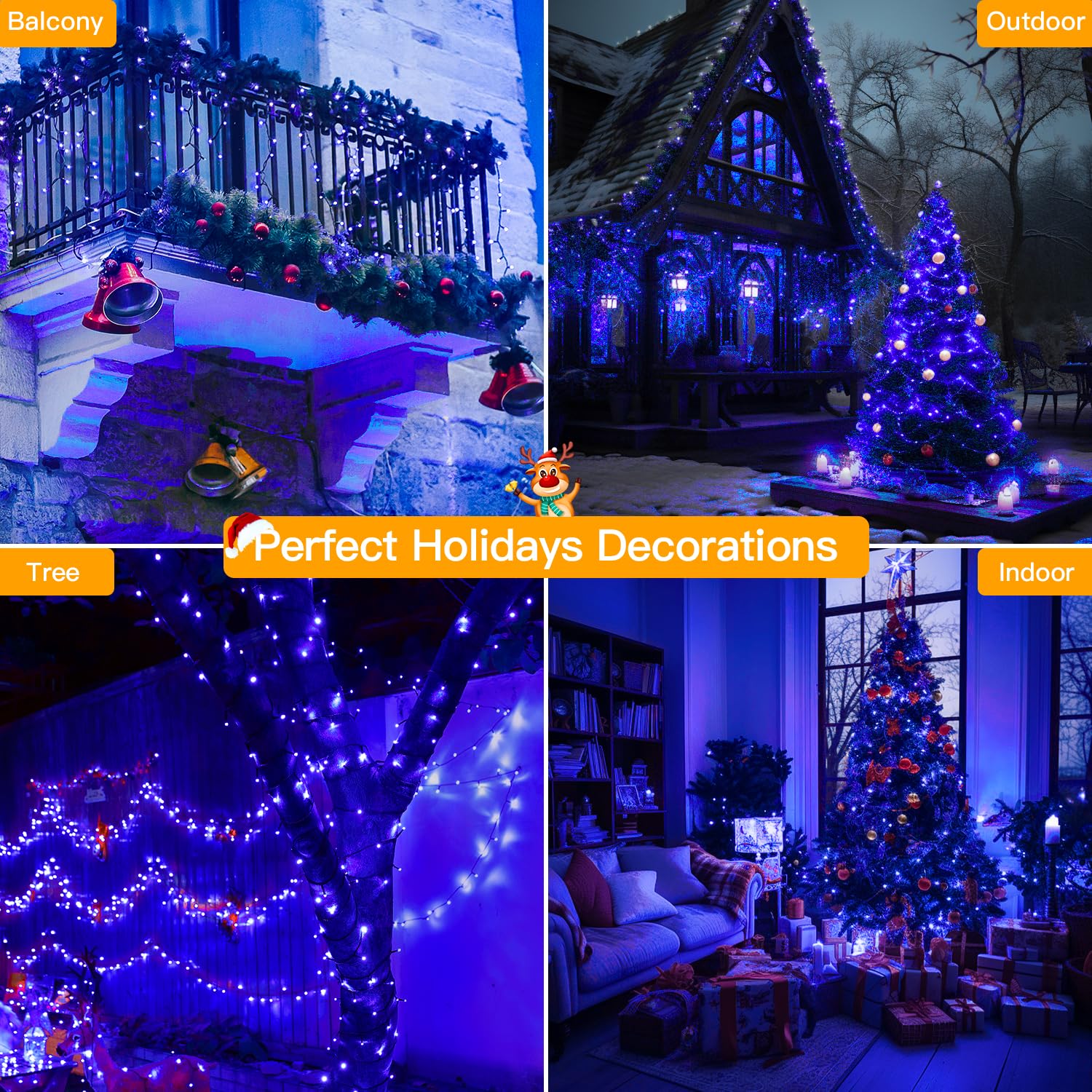 Ollny 400LED 132FT Christmas Tree Lights with Remote & Timer - 8 Lighting Modes, Waterproof Outdoor/Indoor Holiday Decor for Xmas, Halloween, Parties, and Home Decoration