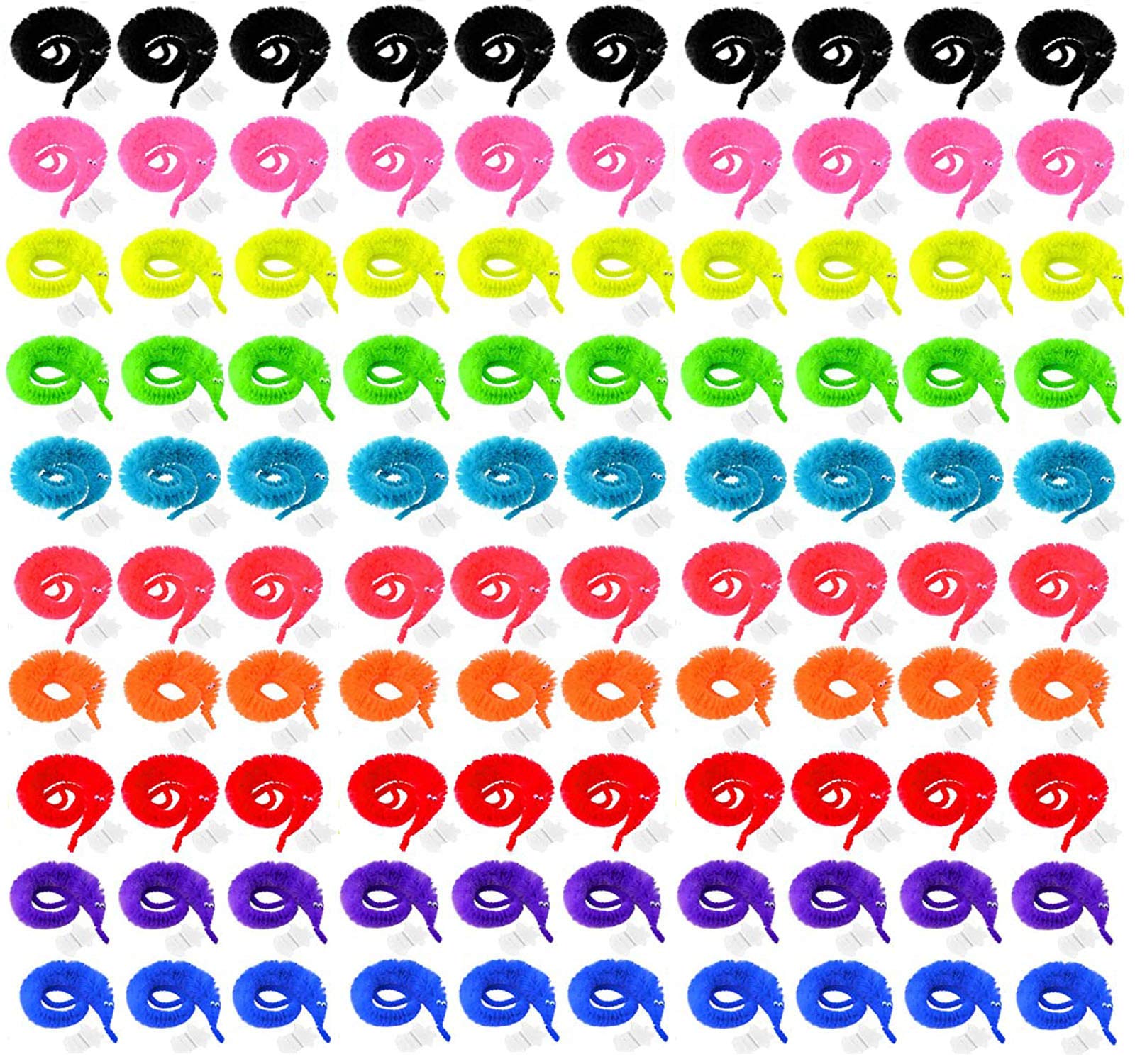 100 Pieces Magic Worms Party Supplies - 10 Colors Wiggly Worms on String, Twisty Fuzzy Worms for Kids Party Favors, Carnival Prizes, Classroom Rewards & Birthday Decorations