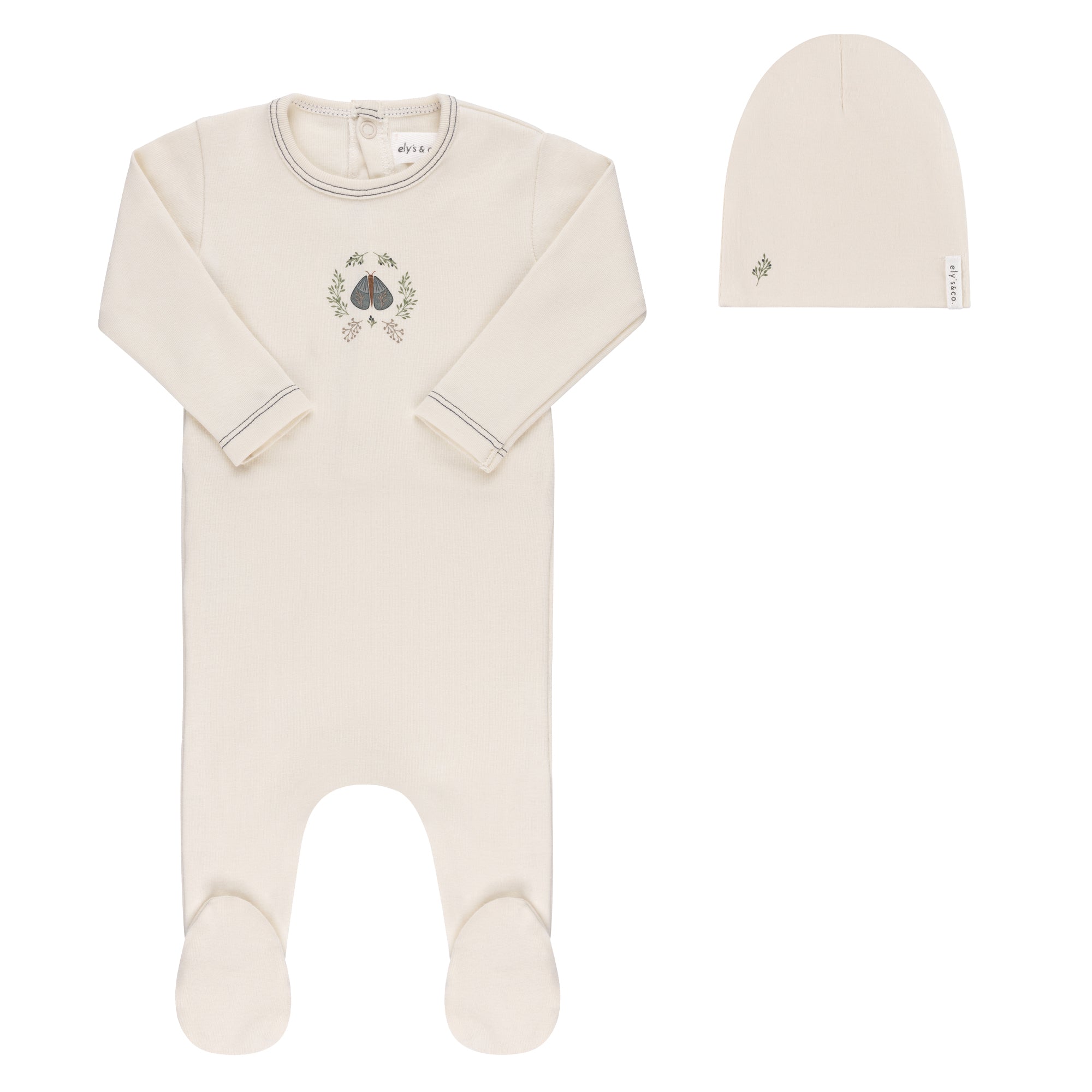Ely's & Co Baby Boys Floral Ivory Footie Pajamas - Soft Cotton Sleepwear for Infants & Toddlers, Perfect for Nursery, Bedtime & Playtime