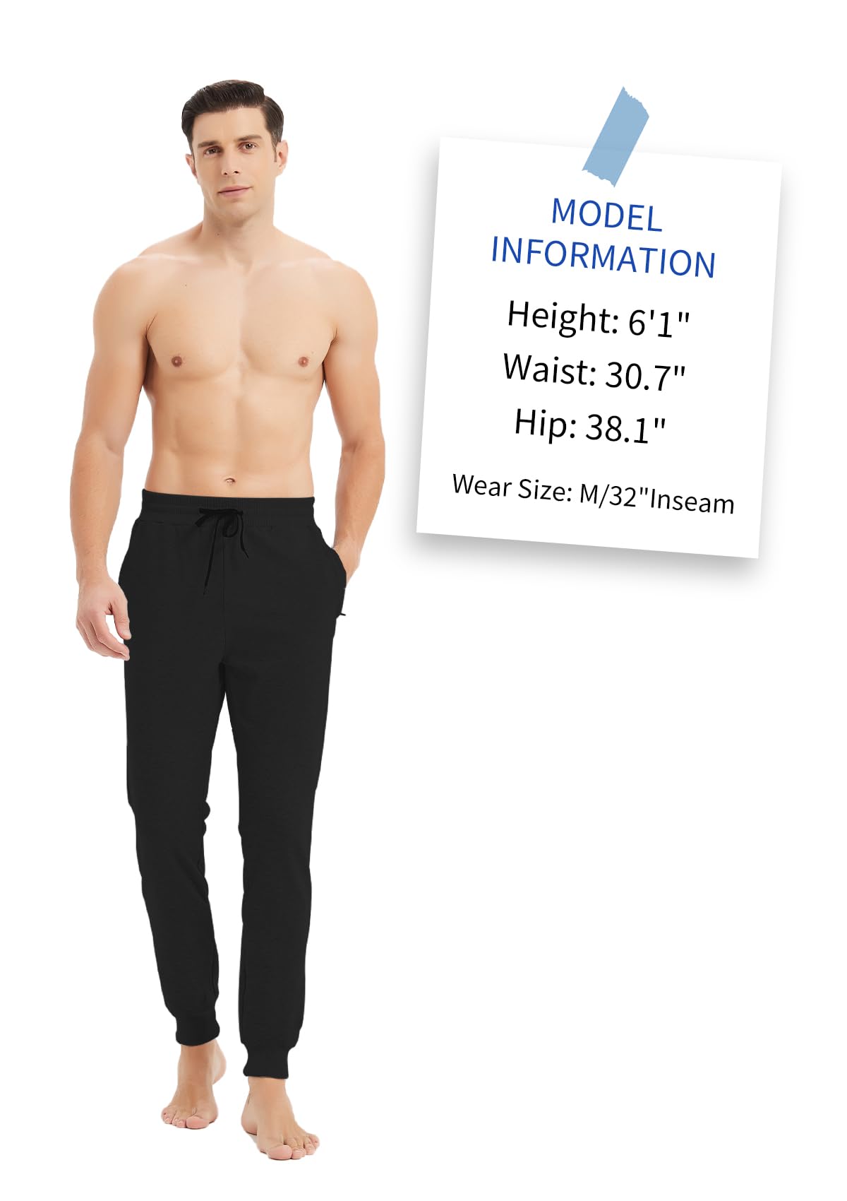 Idtswch 32/34/36/38/40 Long Inseam Men's Tall Sweatpants - Slim Fit Joggers for Workout & Casual Wear - Perfect for Tall Men's Active Lifestyle & Gym Training