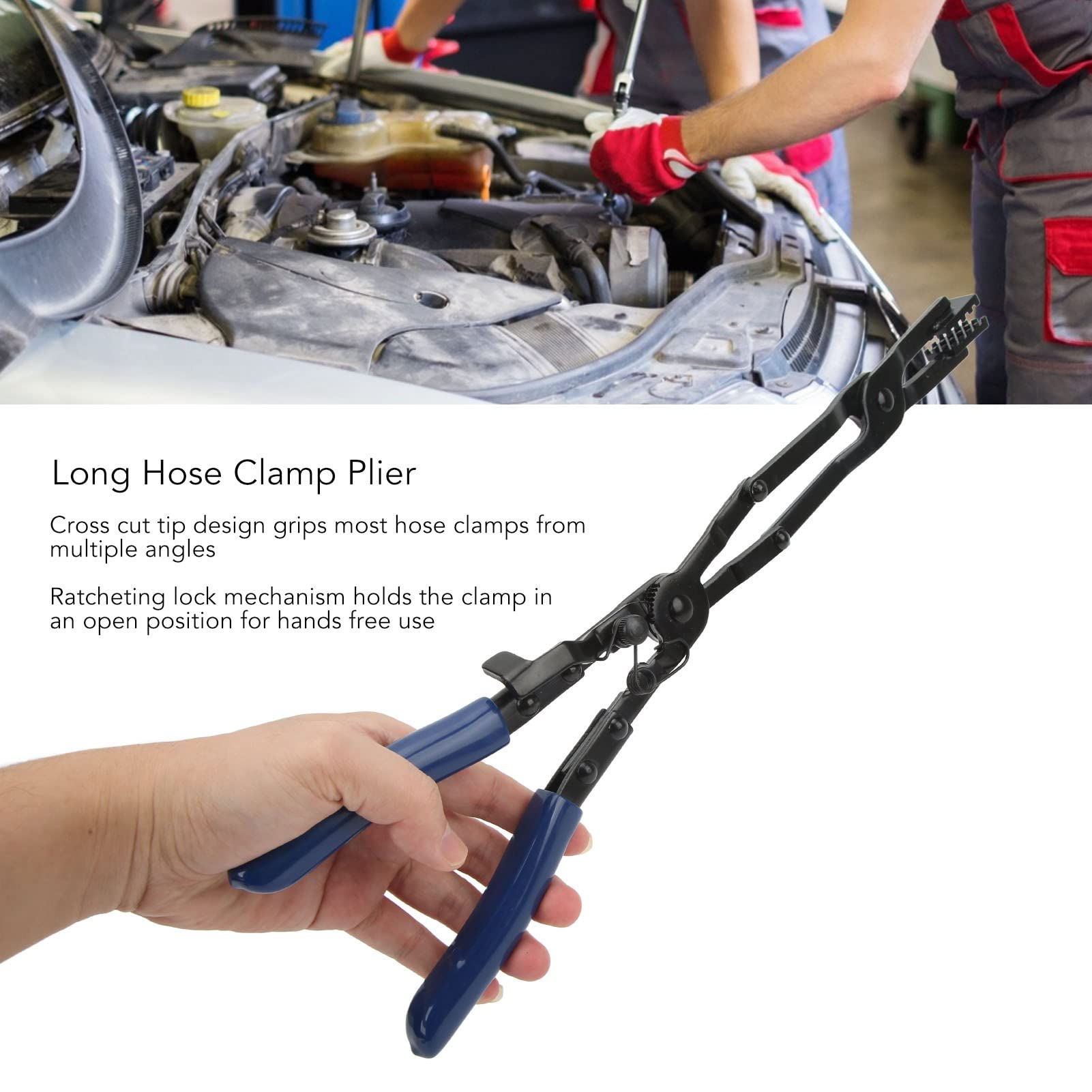 Keenso Hose Clamp Pliers - Long Reach Metal Hose Clamp Tool with Comfort Grip & Cross Cut Tip for Automotive Repair | Perfect for Mechanics, DIY Car Maintenance & Engine Work