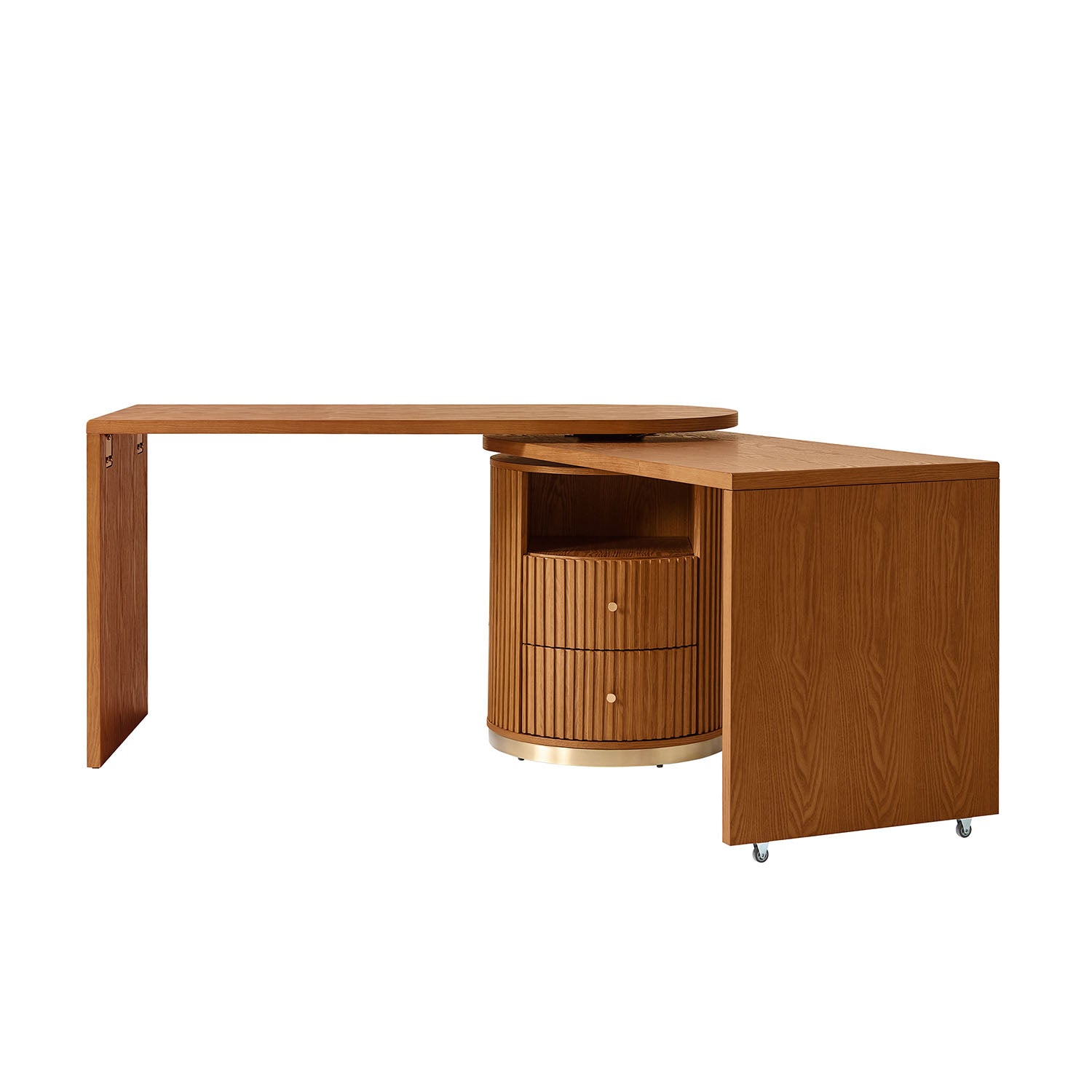 Modern L-Shaped 360° Rotating Wooden Office Desk - Ergonomic Home & Workspace Solution for Productivity & Comfort