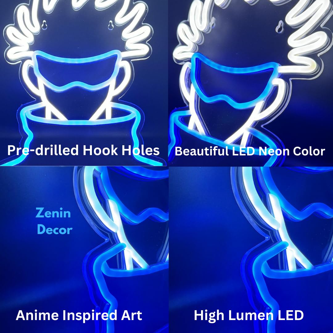 LED Gojo Wall Art Light - Handmade Anime Decor for Bedroom & Game Room
