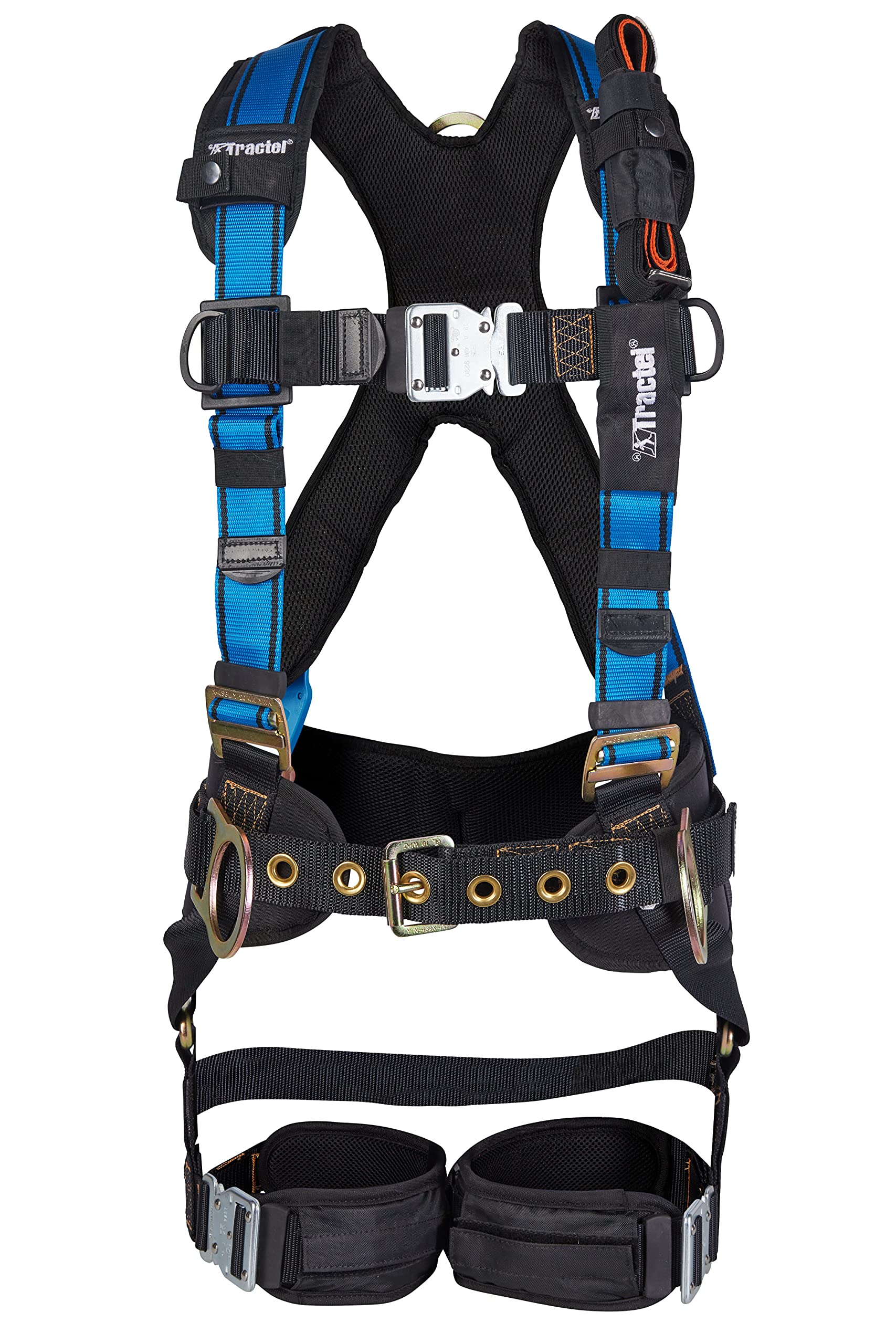 Tractel FMT95M Elastrac® Construction Safety Harness - Fall Arrest System with Tool Belt, Back/Sternal/Side D-Rings - OSHA Compliant for Roofing, Climbing & Industrial Work