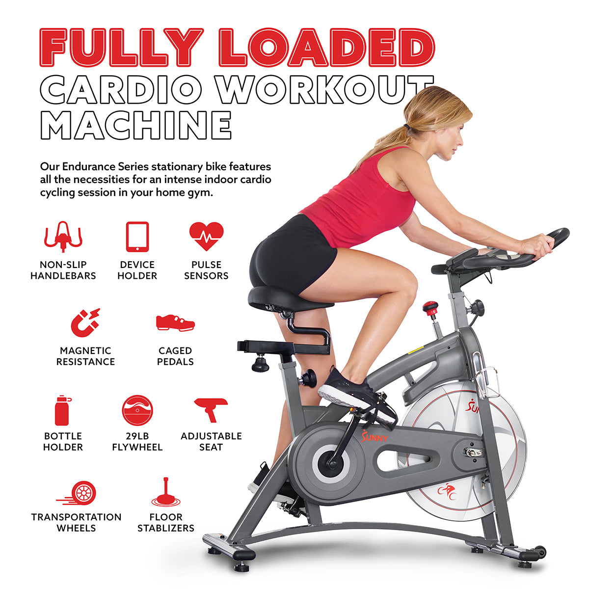 Premium Endurance Belt Drive Magnetic Indoor Exercise Bike - Quiet & Smooth Home Workout for Cardio, Weight Loss & Fitness Training
