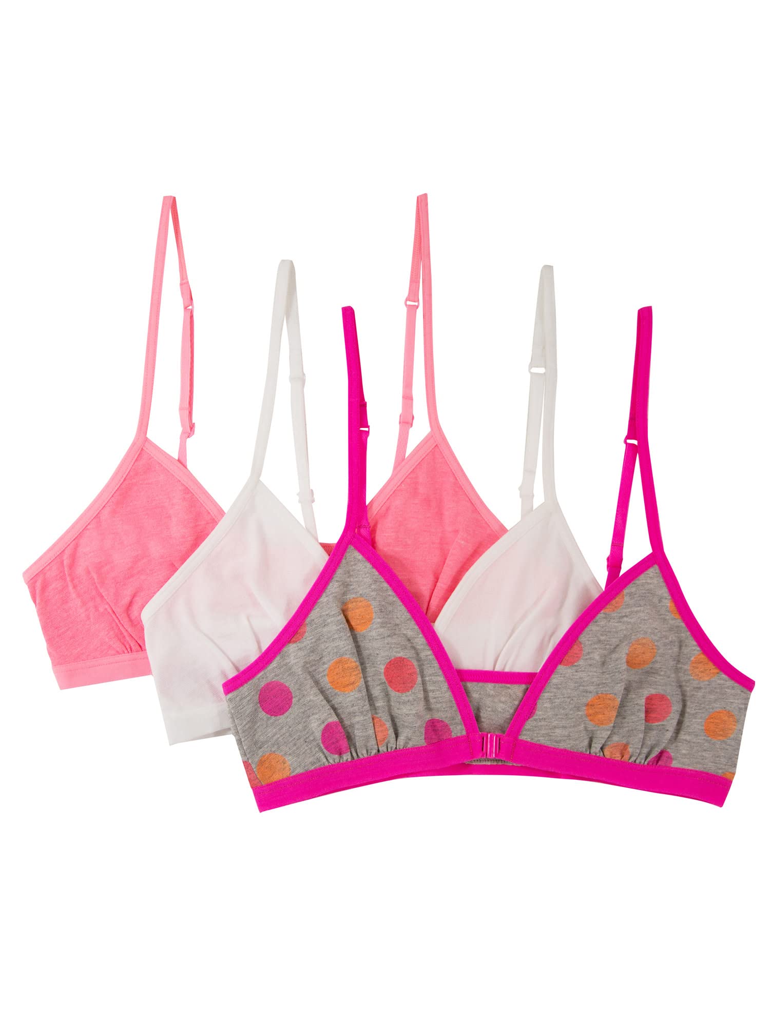 Fruit of the Loom Big Girls' Cotton Convertible Bralette 3-Pack - Soft Comfortable Training Bras for Teens - Perfect for School, Sports & Everyday Wear