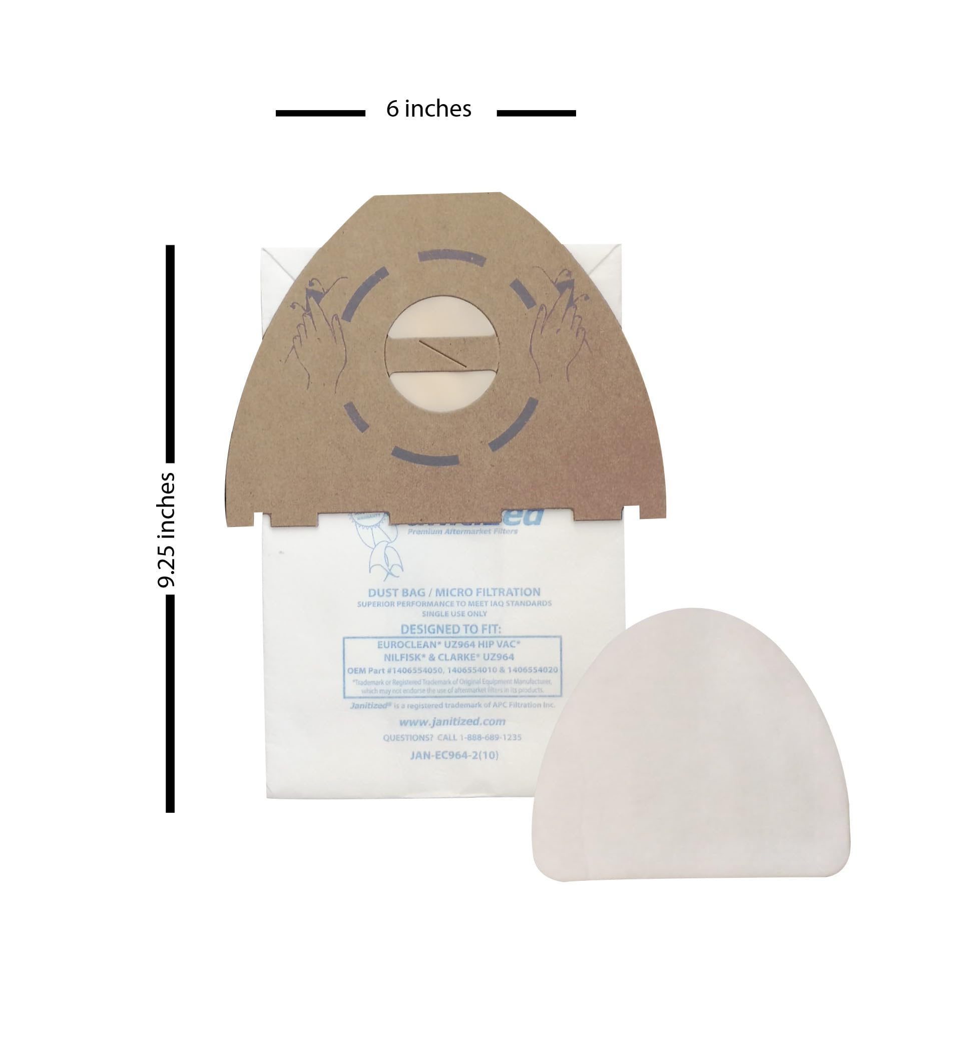 Premium Replacement Commercial Vacuum Paper Bags (10-Pack) - Compatible with Euroclean UZ964, Clarke UZ964 & Nilfisk UZ964 Vacuum Cleaners - Heavy-Duty Dust Collection for Offices, Hotels & Commercial Cleaning