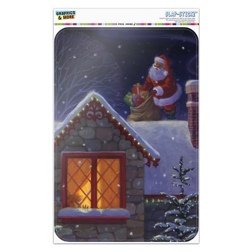 Christmas Santa Claus on Roof Metal Sign - Holiday Decor for Home, Office & Business - Perfect for Wall Art, Festive Decorations & Seasonal Gifts