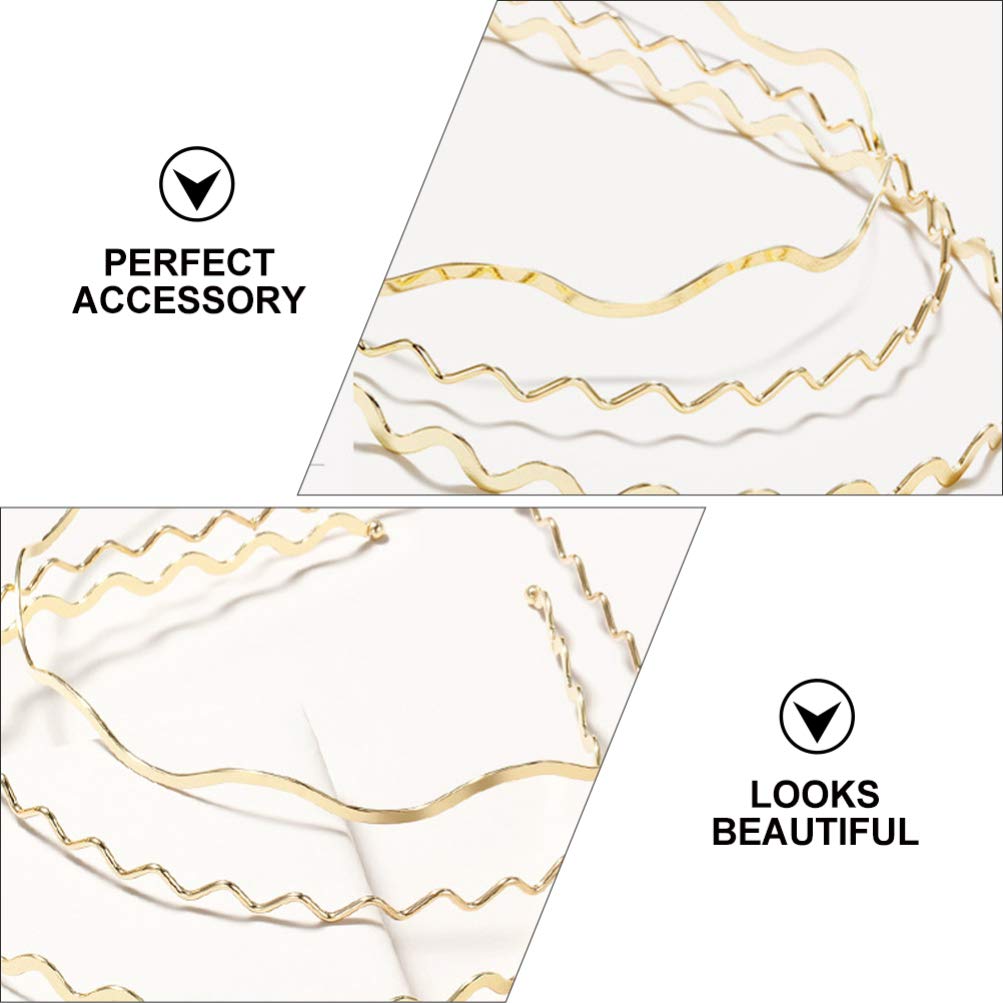 Stylish Thin Gold Wavy Metal Headbands for Women - Elegant Hair Accessories for Parties, Weddings & Everyday Wear
